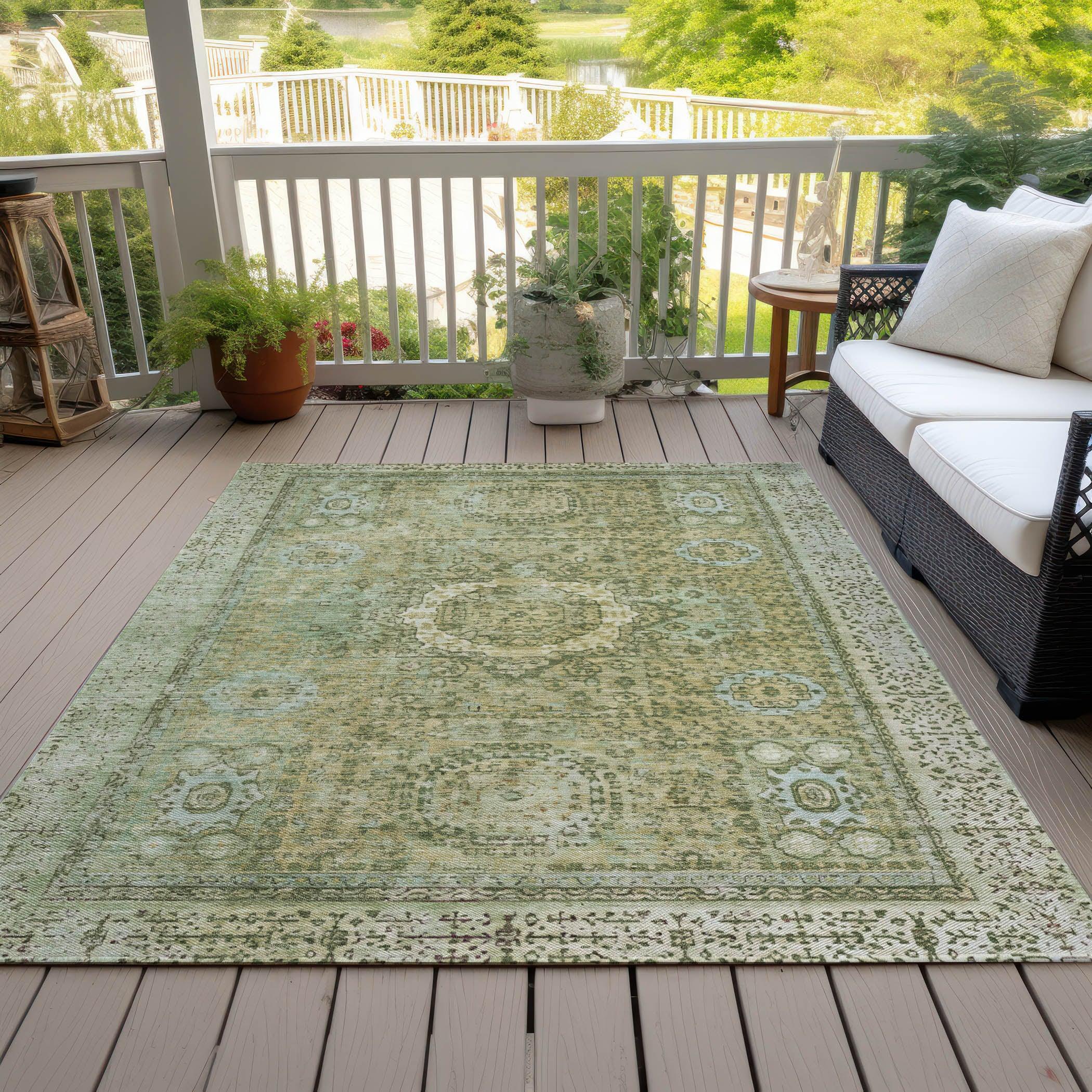 Addison Rugs Irias Green Washable Indoor-Outdoor Rug