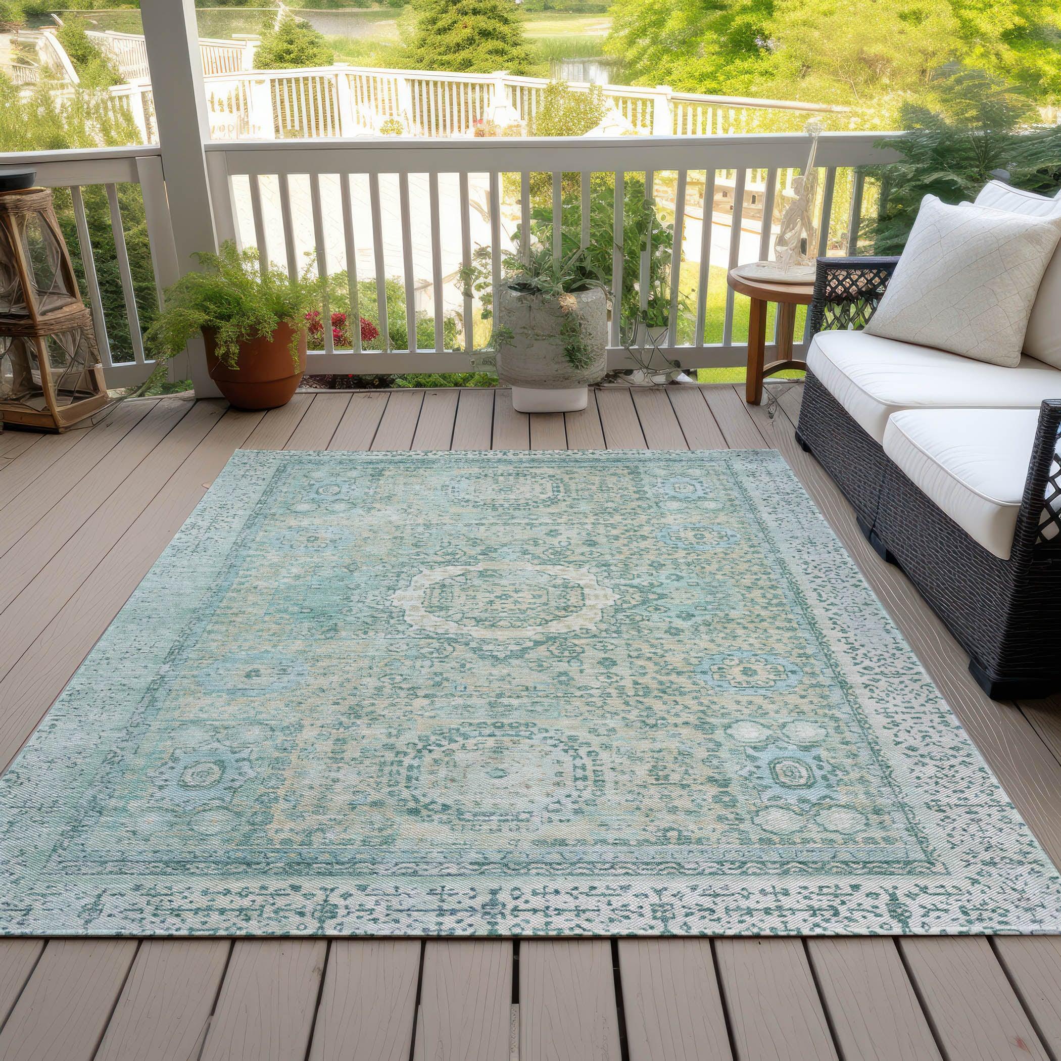 Addison Rugs Irias Teal Washable Indoor-Outdoor Rug