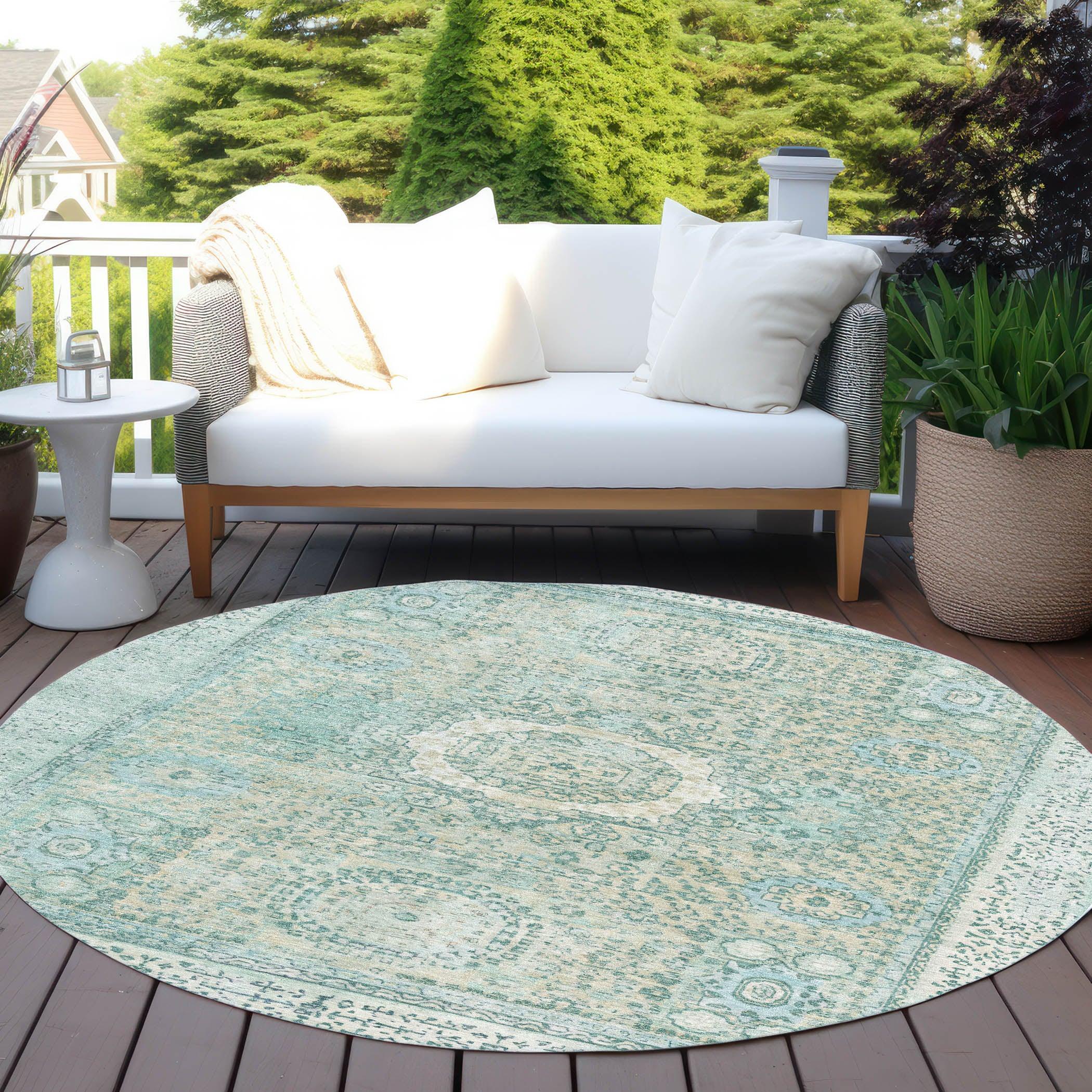 Addison Rugs Irias Teal Washable Indoor-Outdoor Rug