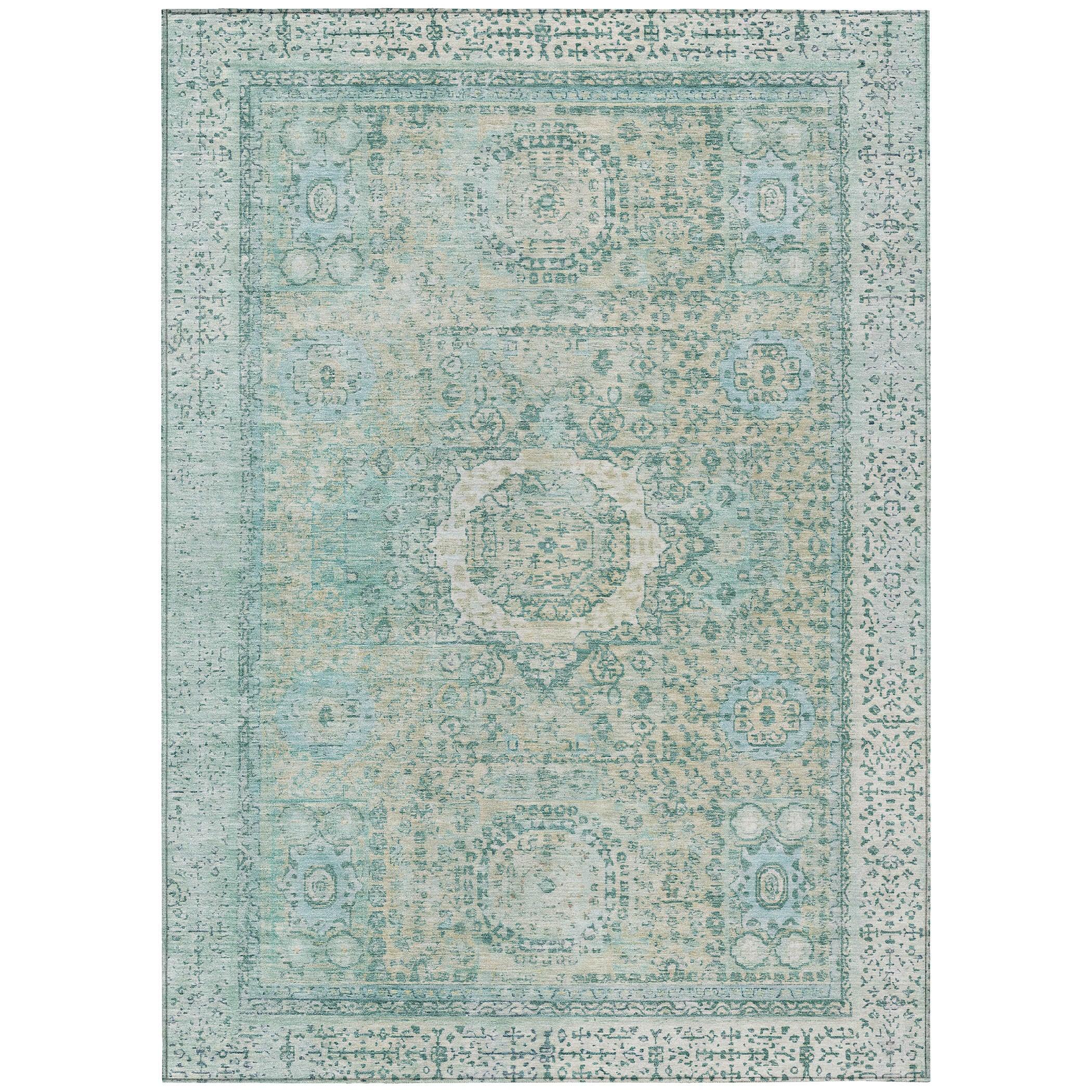 Addison Rugs Irias Teal Washable Indoor-Outdoor Rug