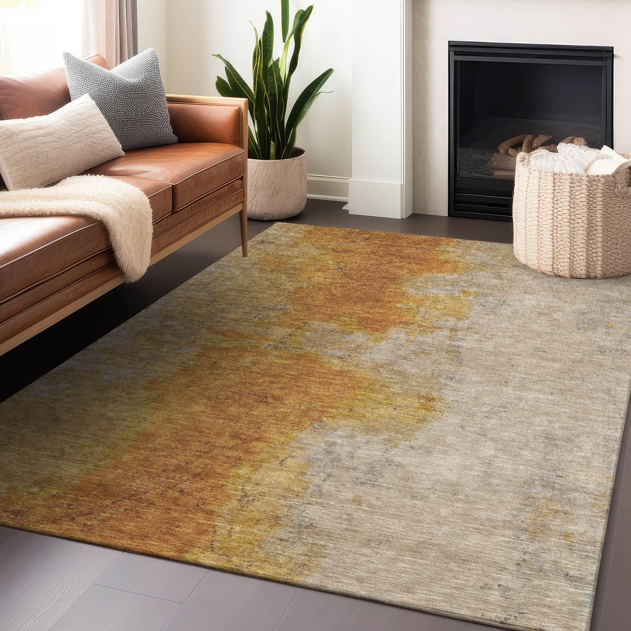 Addison Rugs Iriel Orange Washable Indoor-Outdoor Rug