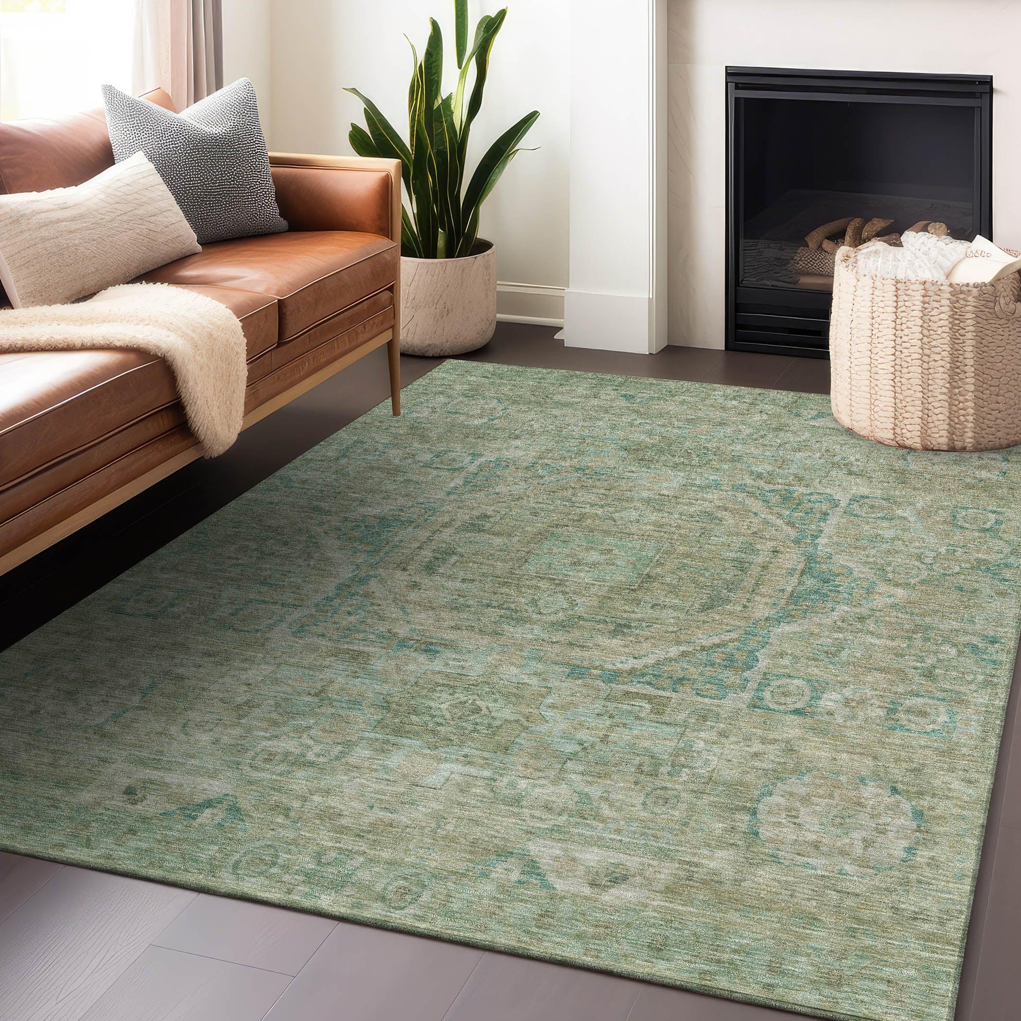 Addison Rugs Iriir Green Washable Indoor-Outdoor Rug