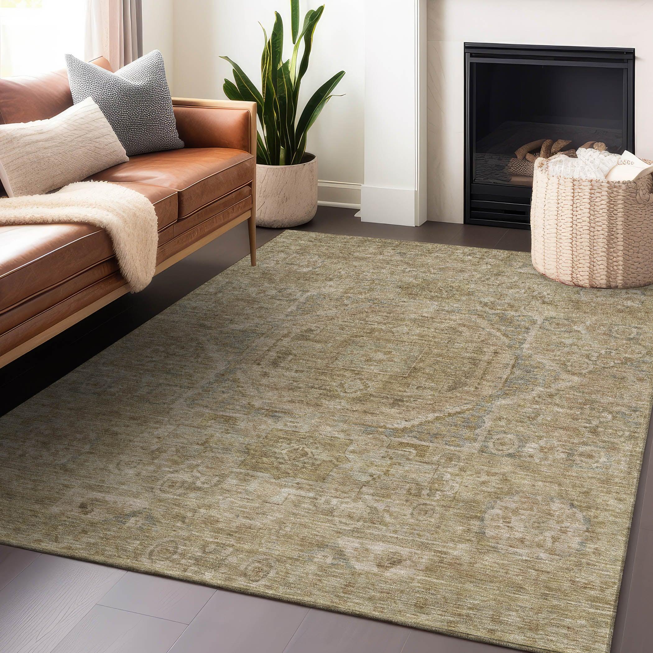 Addison Rugs Iriir Tan Washable Indoor-Outdoor Rug