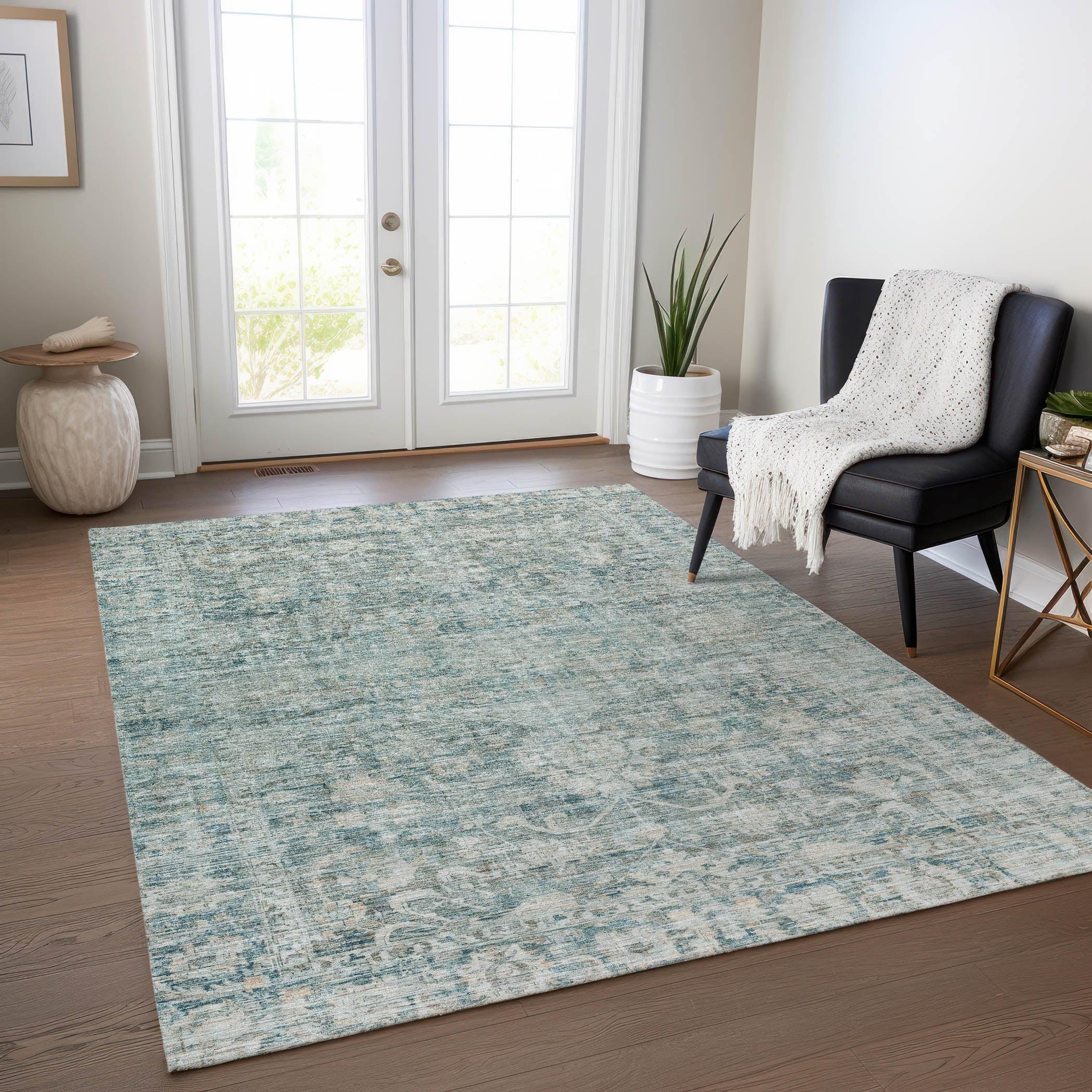 Addison Rugs Iriira Teal Washable Indoor-Outdoor Rug