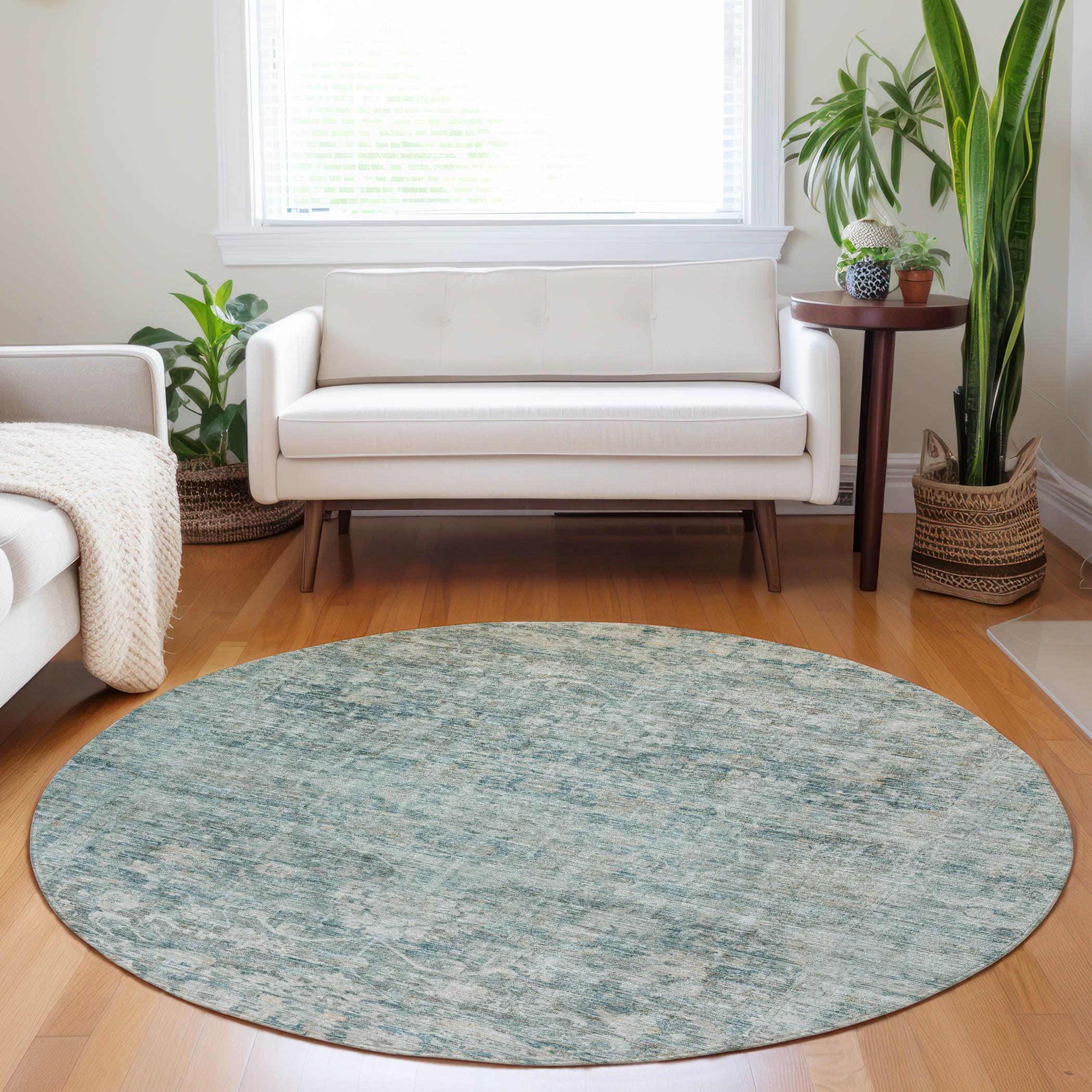 Addison Rugs Iriira Teal Washable Indoor-Outdoor Rug