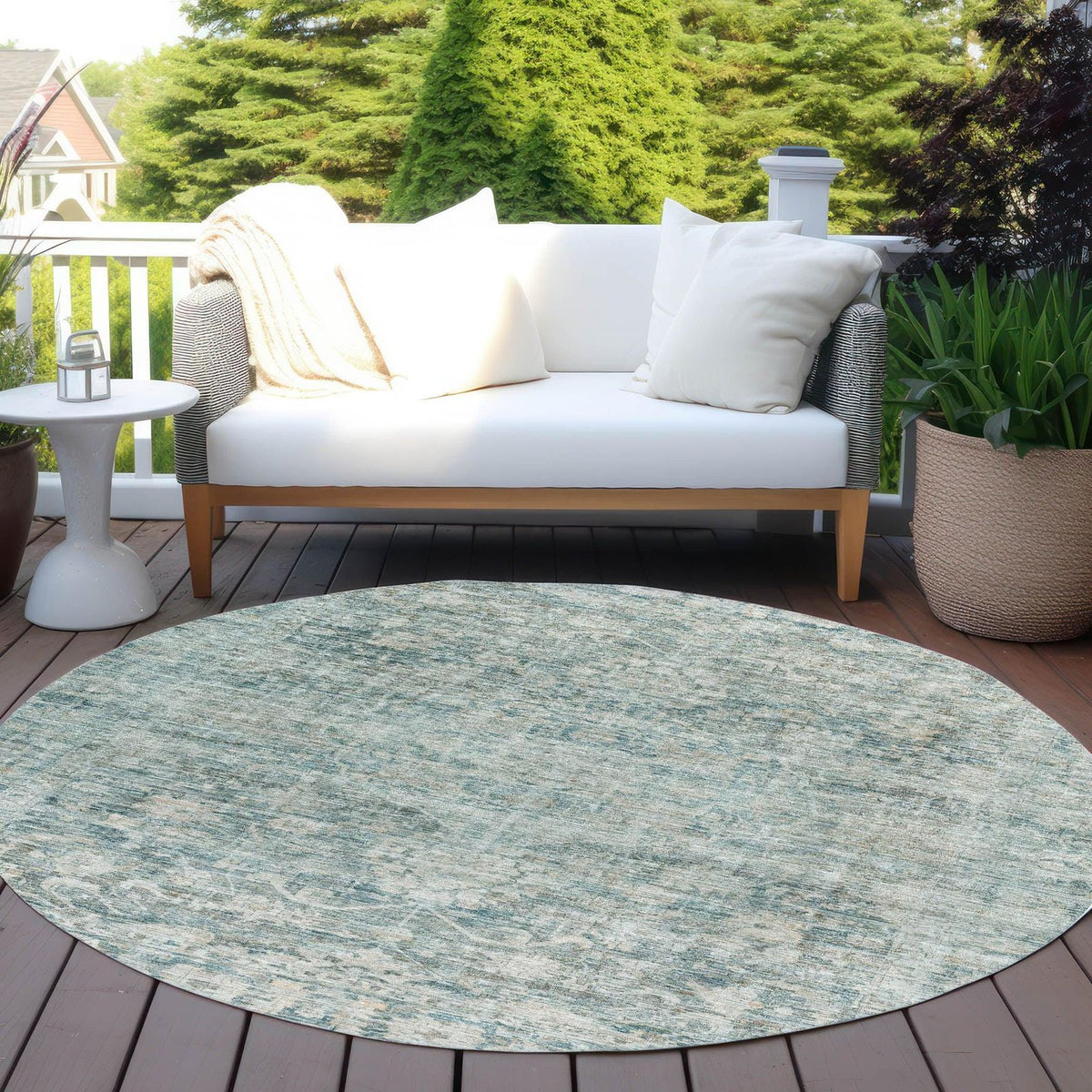 Addison Rugs Iriira Teal Washable Indoor-Outdoor Rug