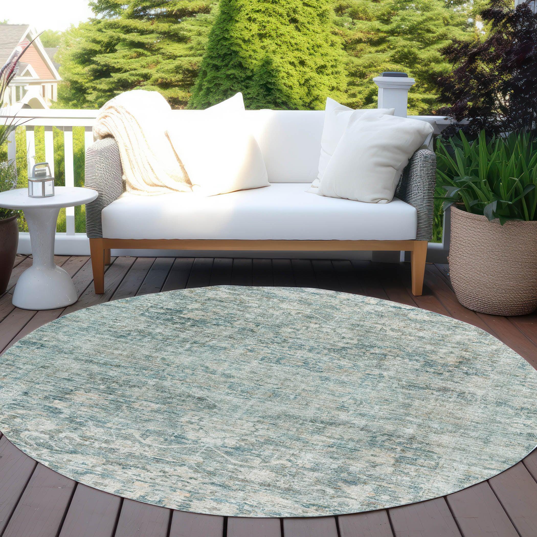 Addison Rugs Iriira Teal Washable Indoor-Outdoor Rug