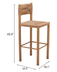 Zuo Modern Iska Aluminum Outdoor Barstool 2PC