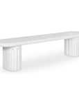 Eris White Concrete and Steel Outdoor Dining Bench