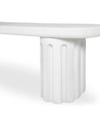 Eris White Concrete and Steel Outdoor Dining Bench