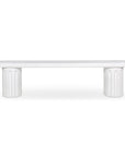 Eris White Concrete and Steel Outdoor Dining Bench