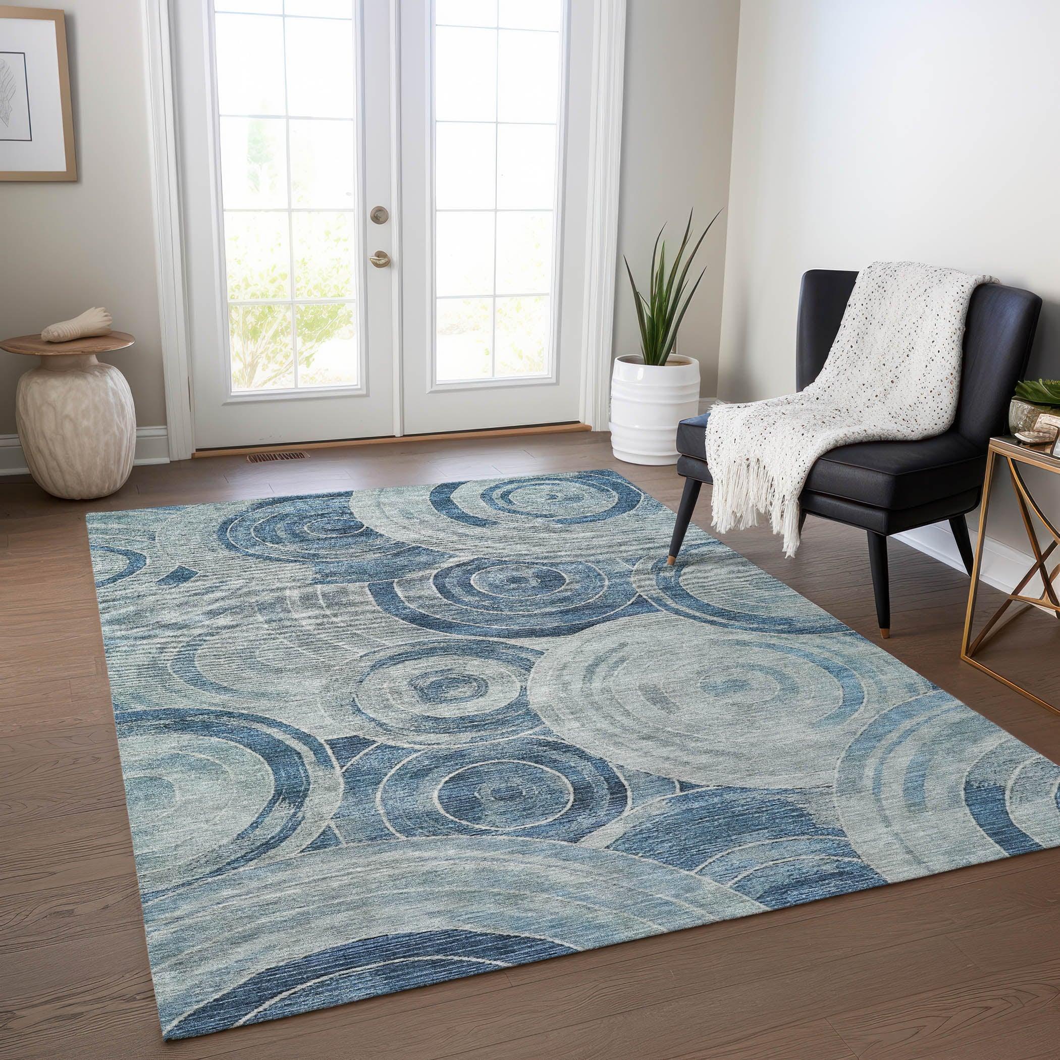 Addison Rugs Jaelain Blue Washable Indoor-Outdoor Rug