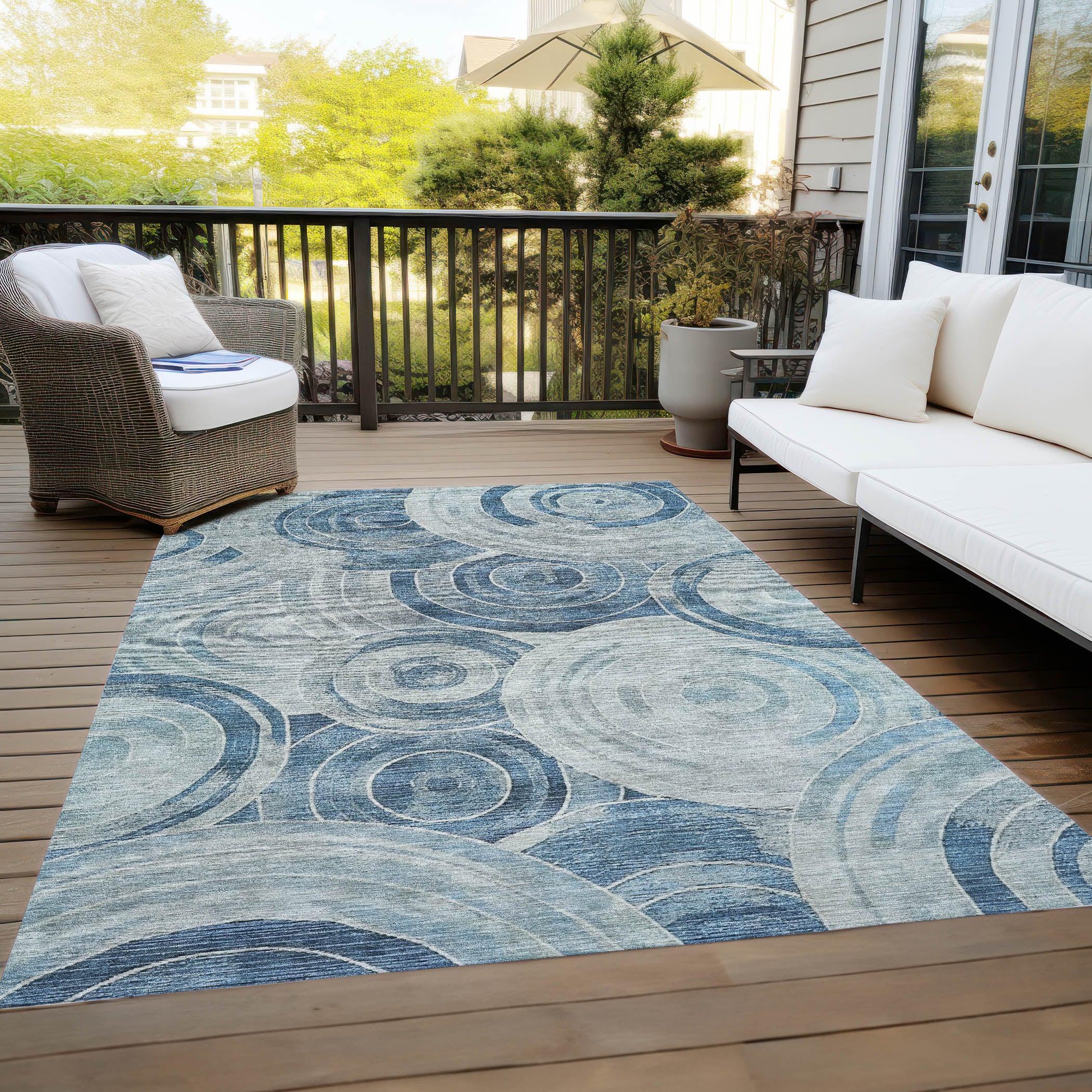 Addison Rugs Jaelain Blue Washable Indoor-Outdoor Rug