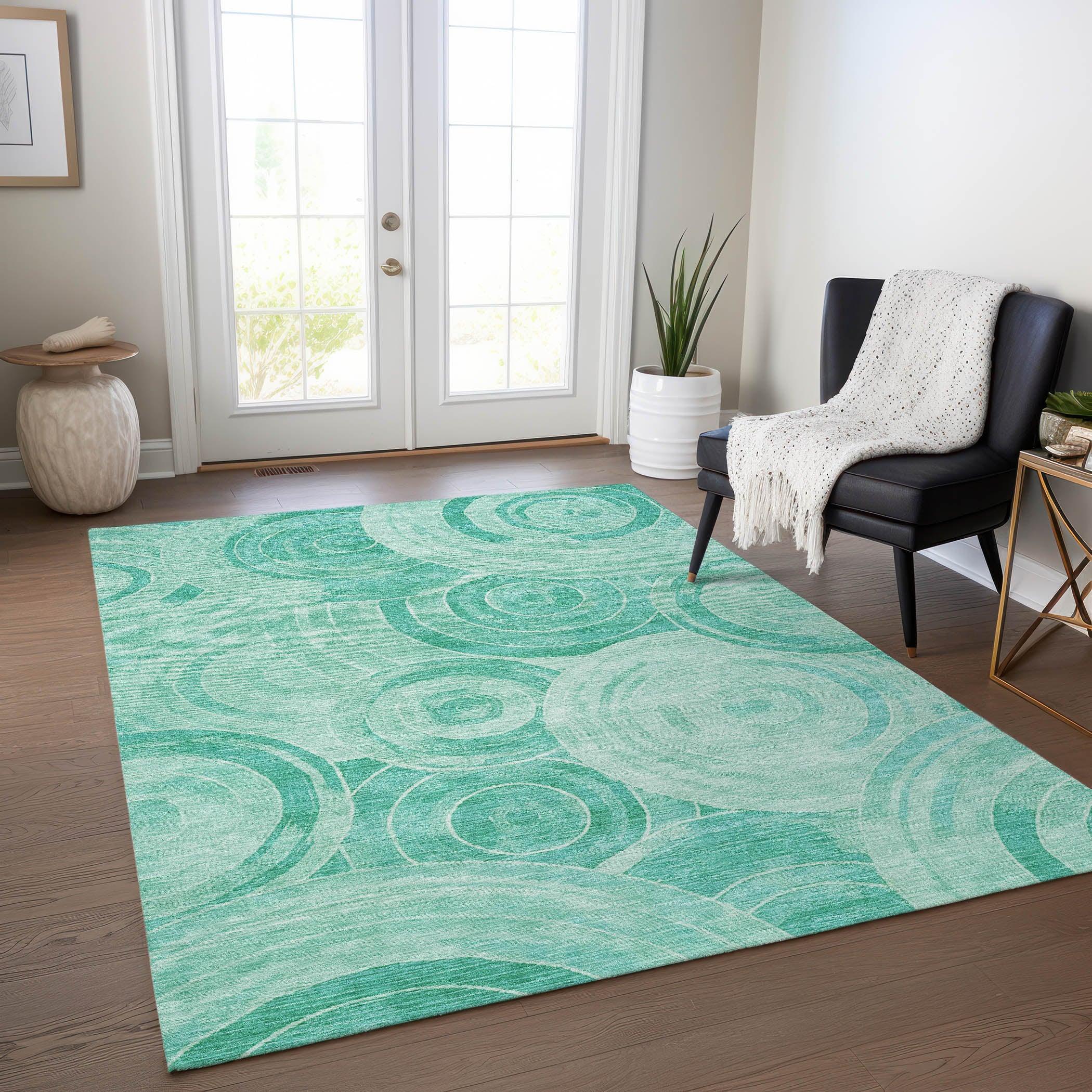 Addison Rugs Jaelain Teal Washable Indoor-Outdoor Rug