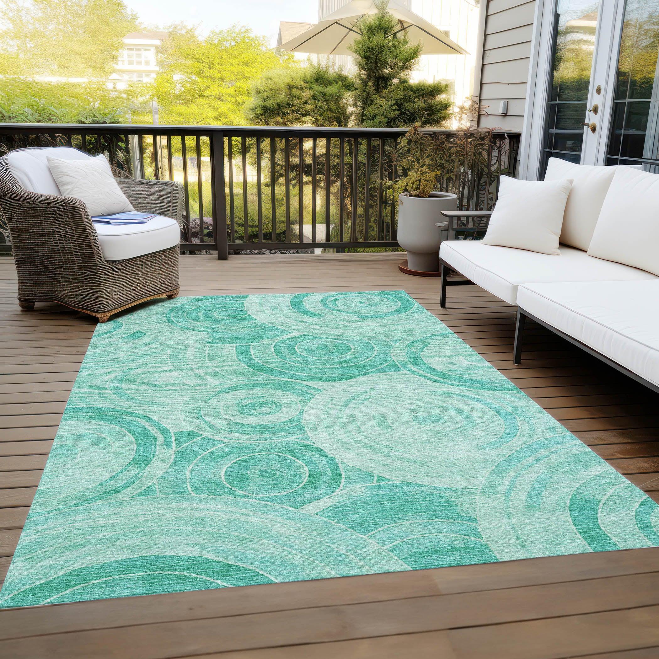 Addison Rugs Jaelain Teal Washable Indoor-Outdoor Rug