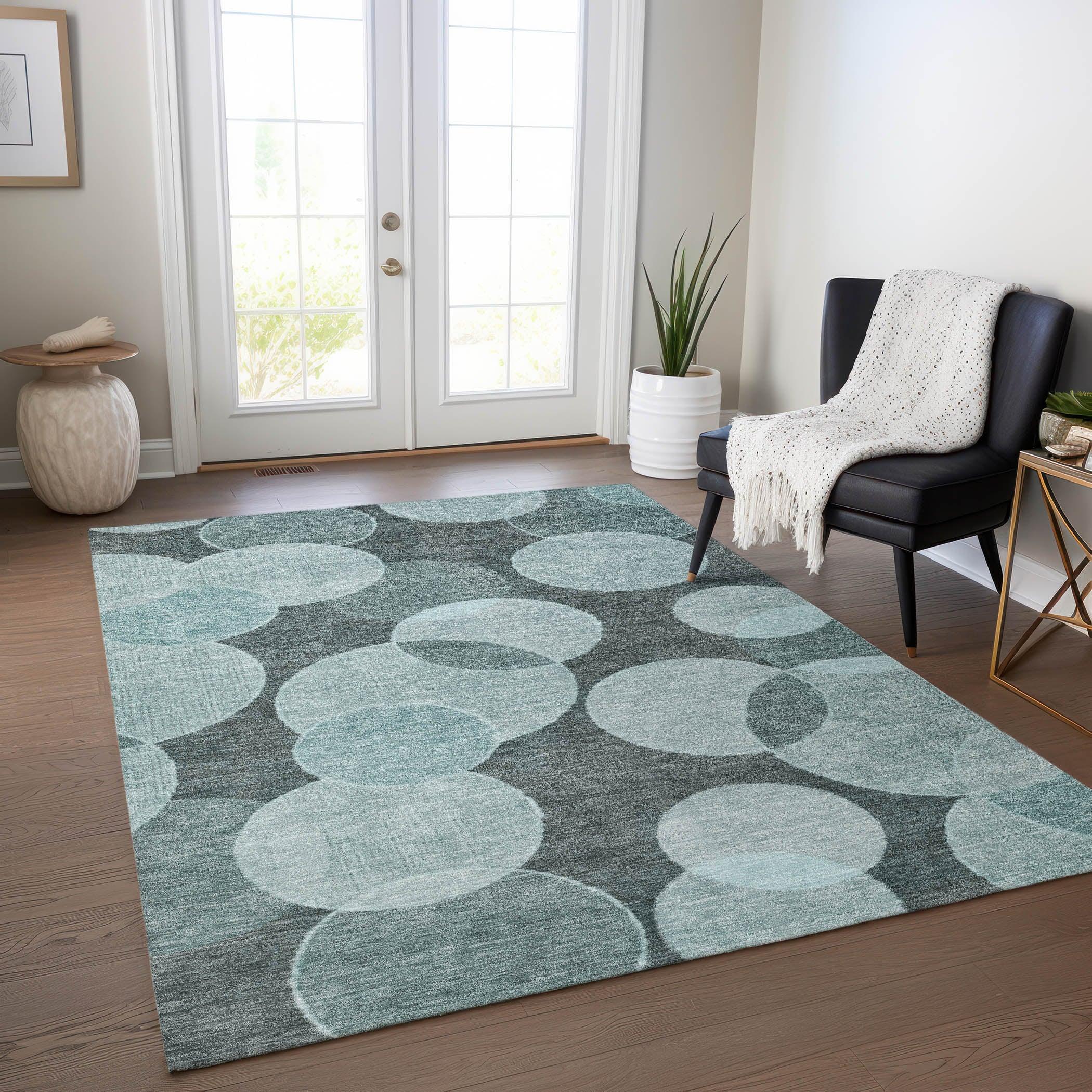 Addison Rugs Jaelanor Teal Washable Indoor-Outdoor Rug