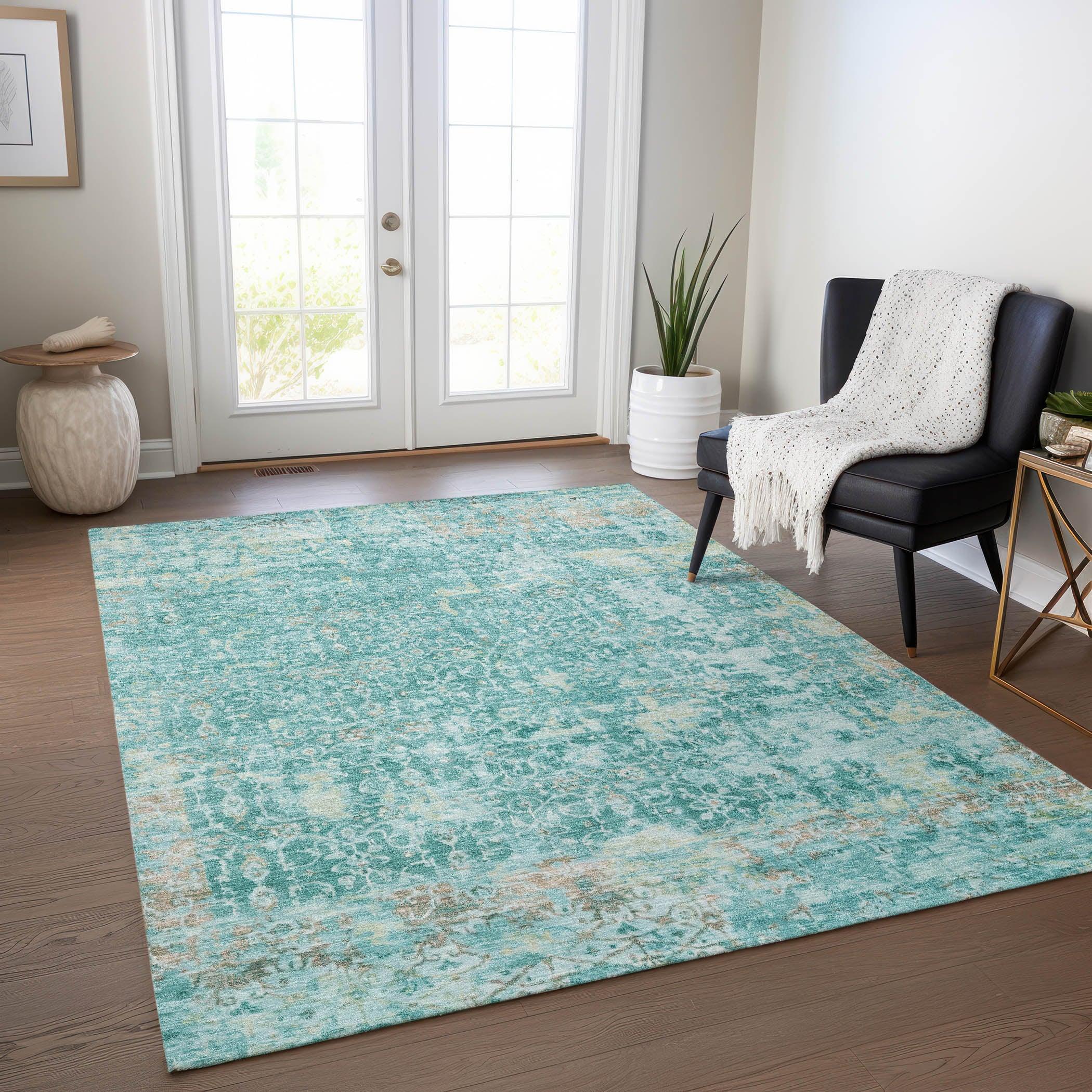 Addison Rugs Jaelara Teal Washable Indoor-Outdoor Rug