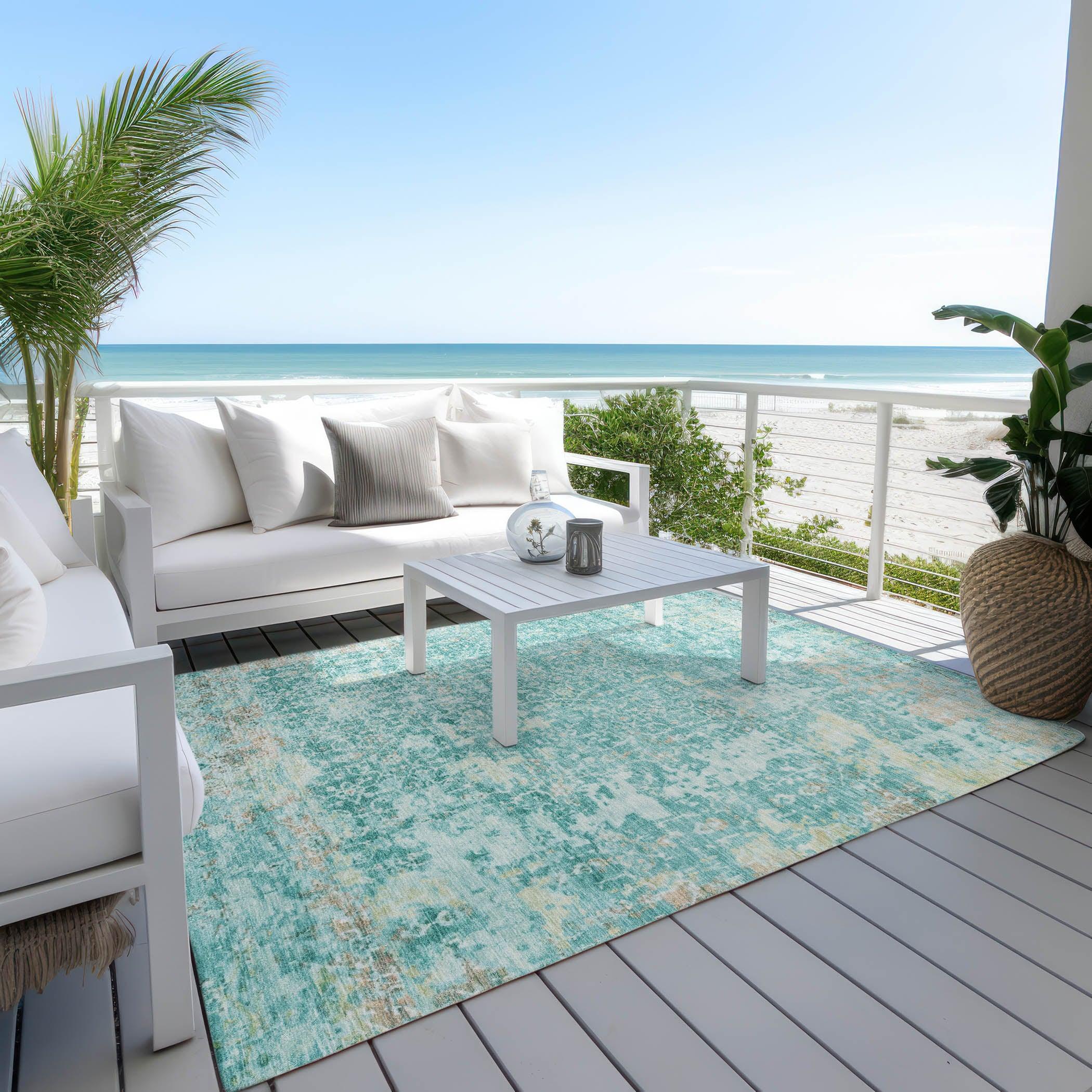 Addison Rugs Jaelara Teal Washable Indoor-Outdoor Rug