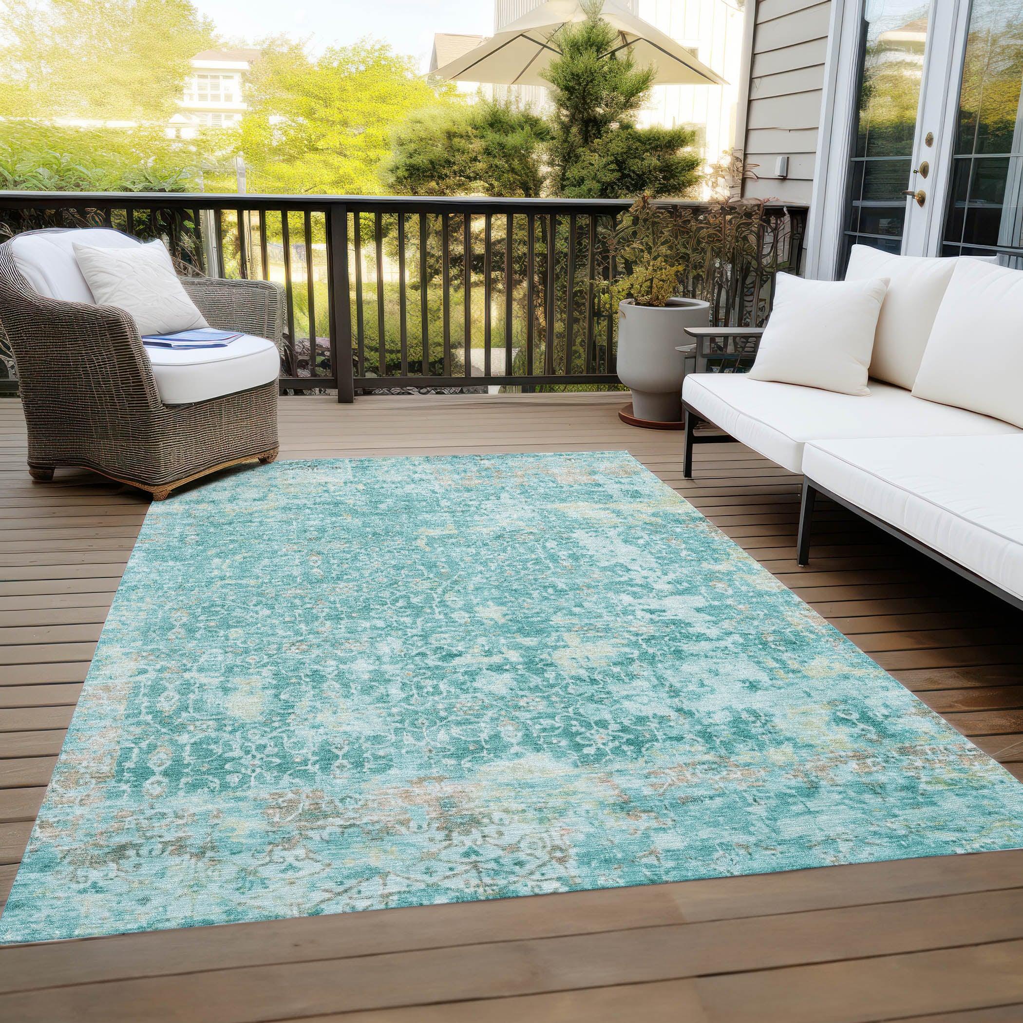 Addison Rugs Jaelara Teal Washable Indoor-Outdoor Rug