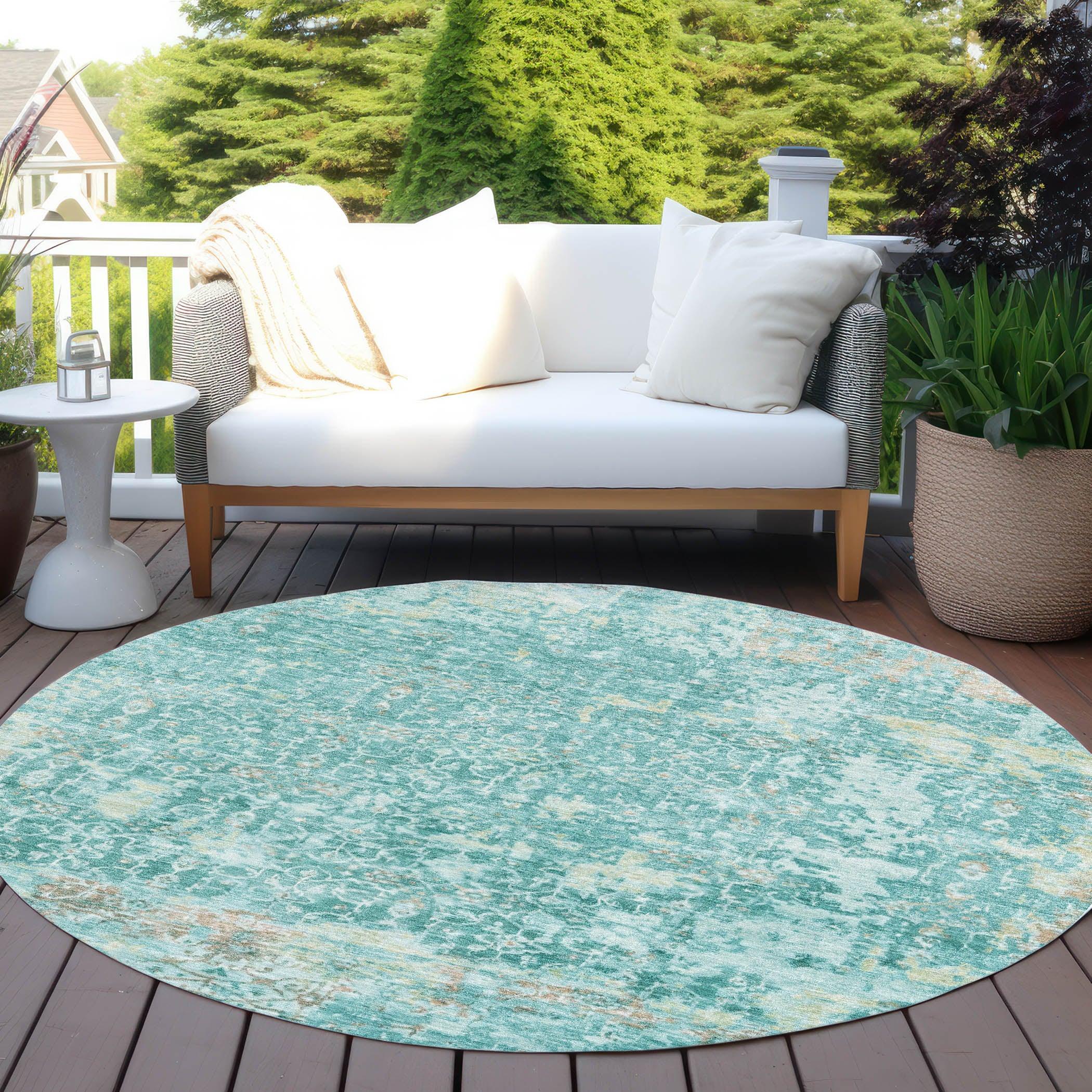 Addison Rugs Jaelara Teal Washable Indoor-Outdoor Rug