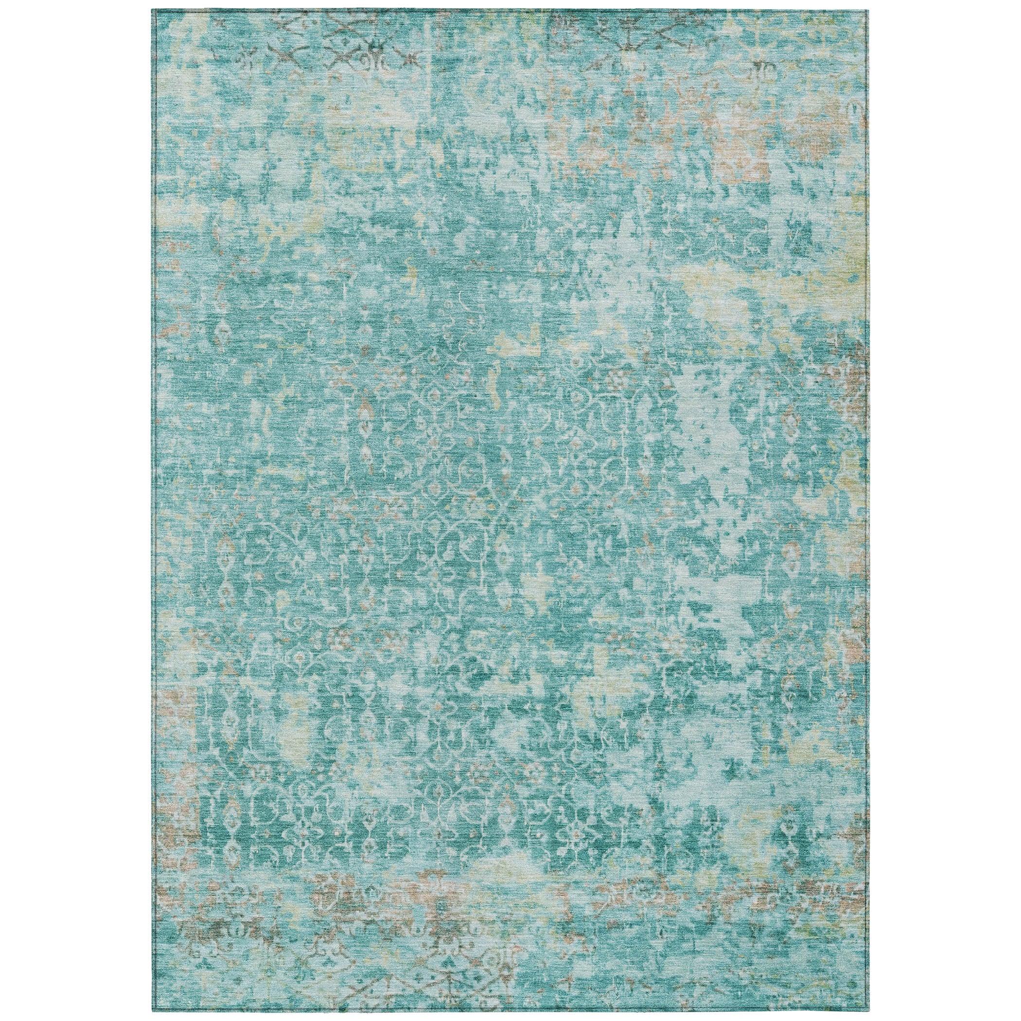 Addison Rugs Jaelara Teal Washable Indoor-Outdoor Rug