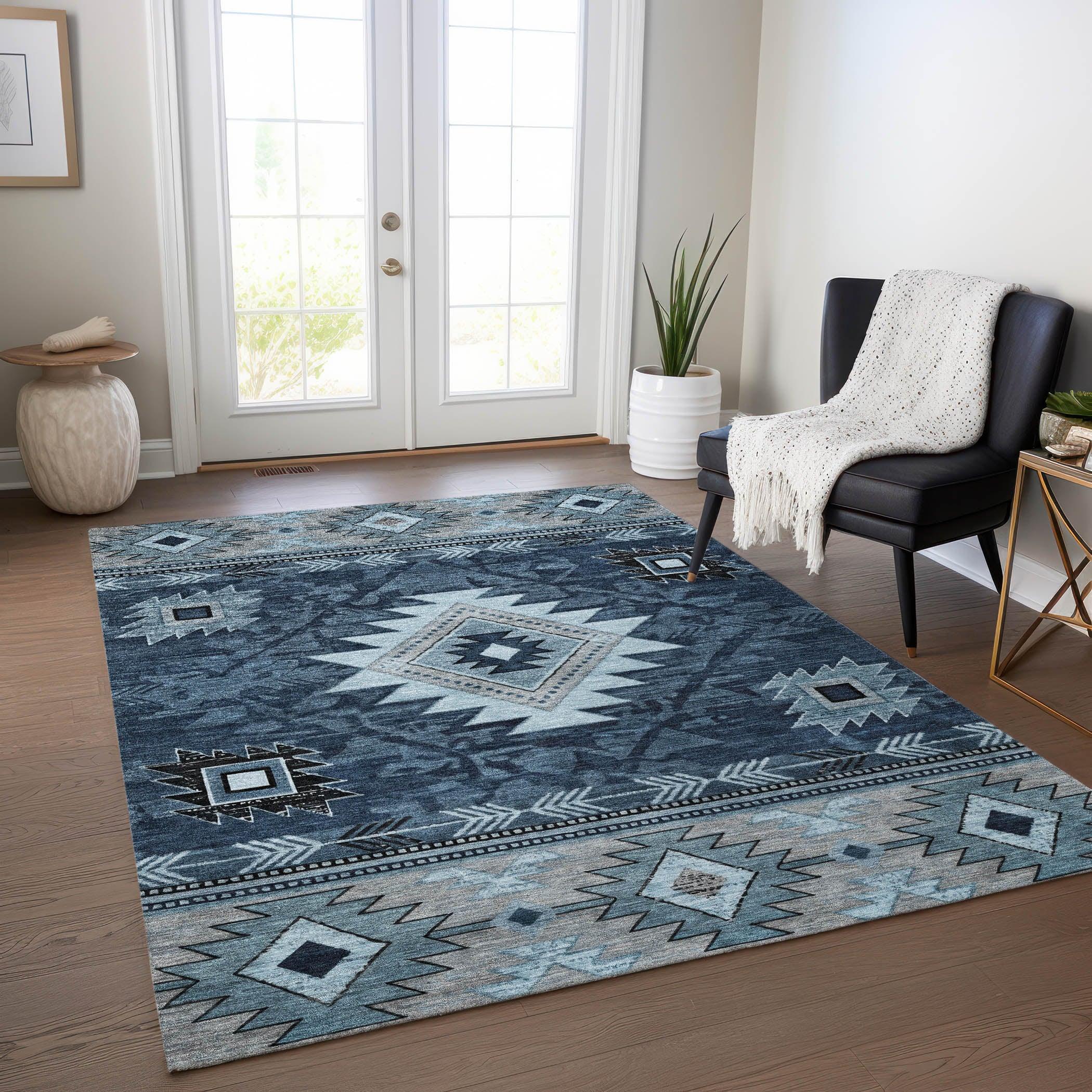 Addison Rugs Jaelas Blue Washable Indoor-Outdoor Rug