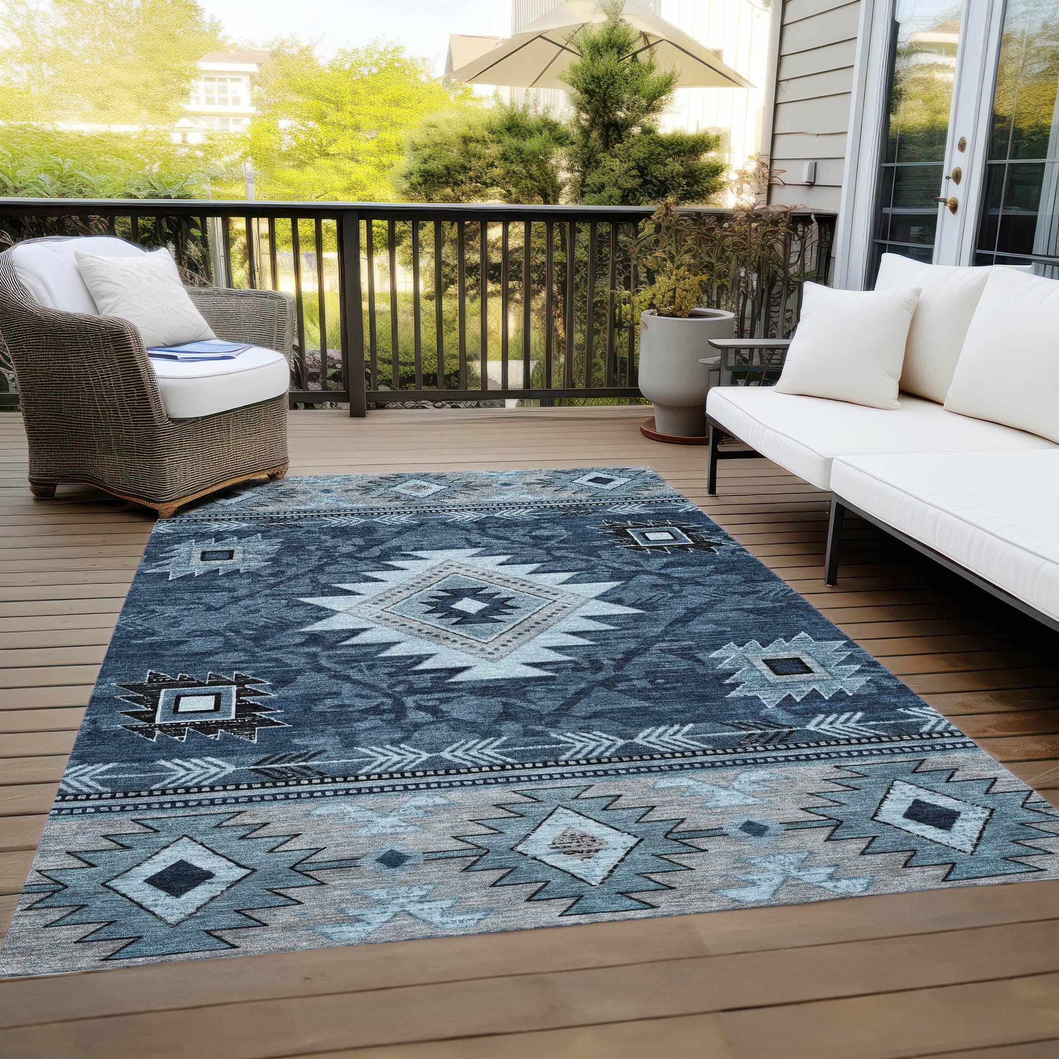 Addison Rugs Jaelas Blue Washable Indoor-Outdoor Rug