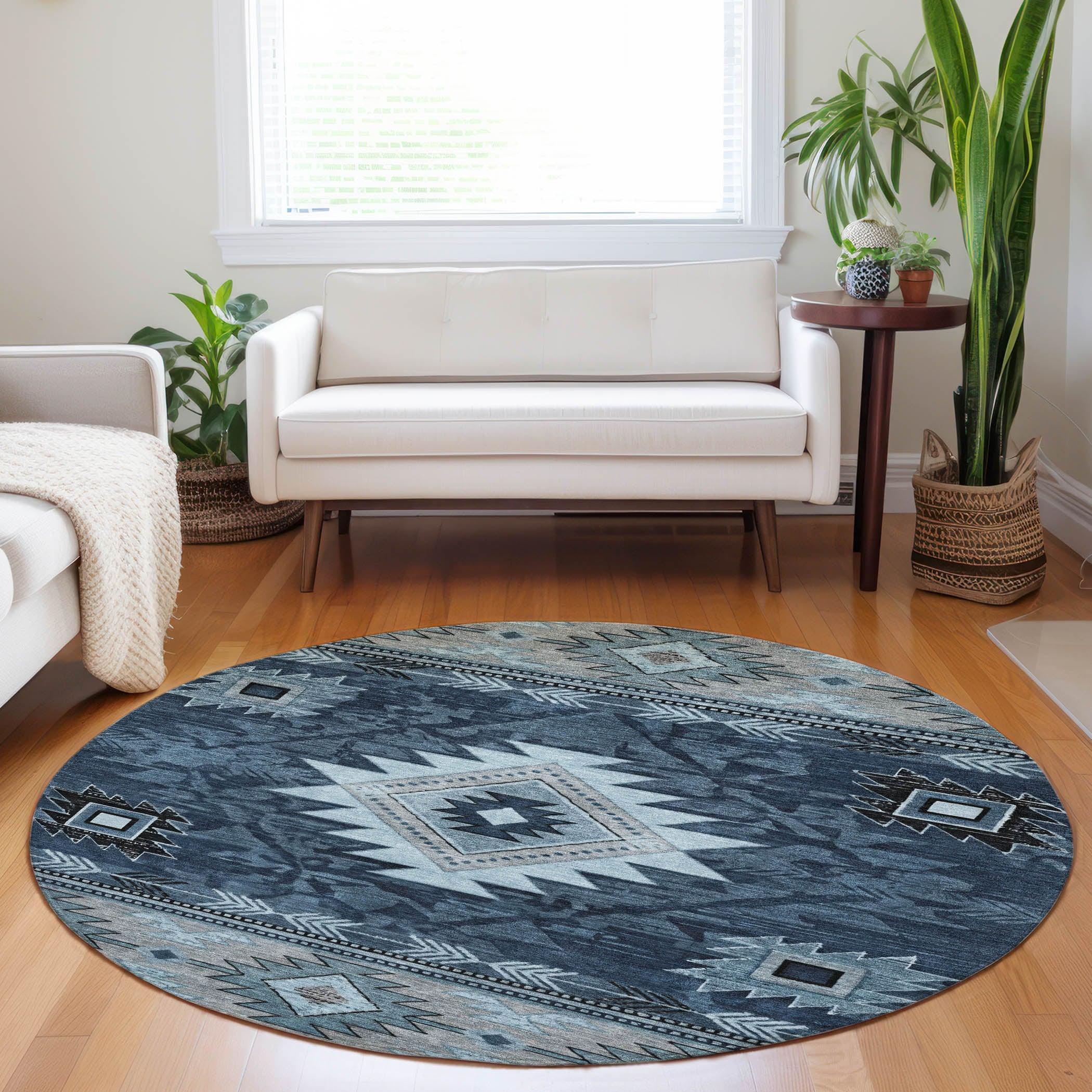 Addison Rugs Jaelas Blue Washable Indoor-Outdoor Rug