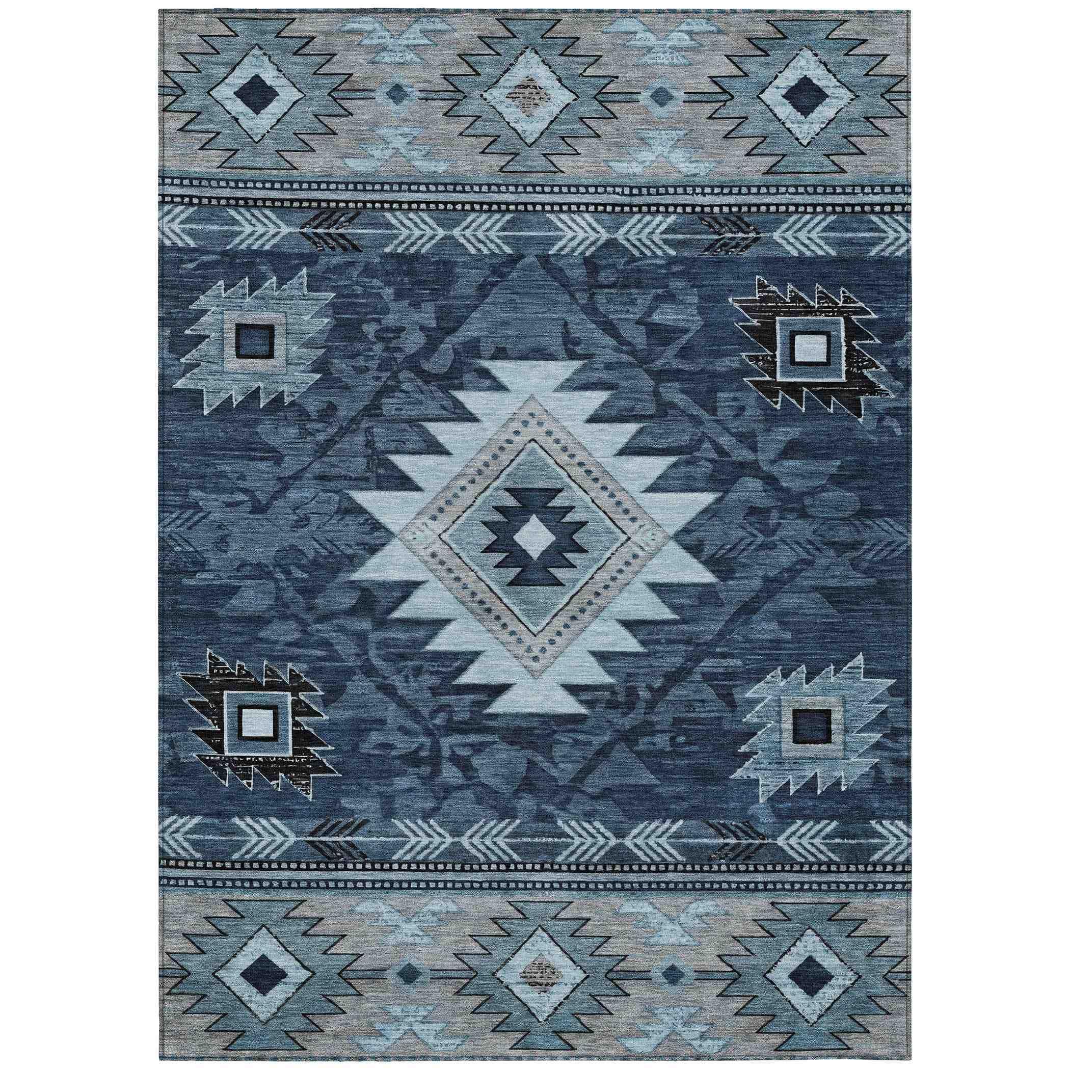 Addison Rugs Jaelas Blue Washable Indoor-Outdoor Rug
