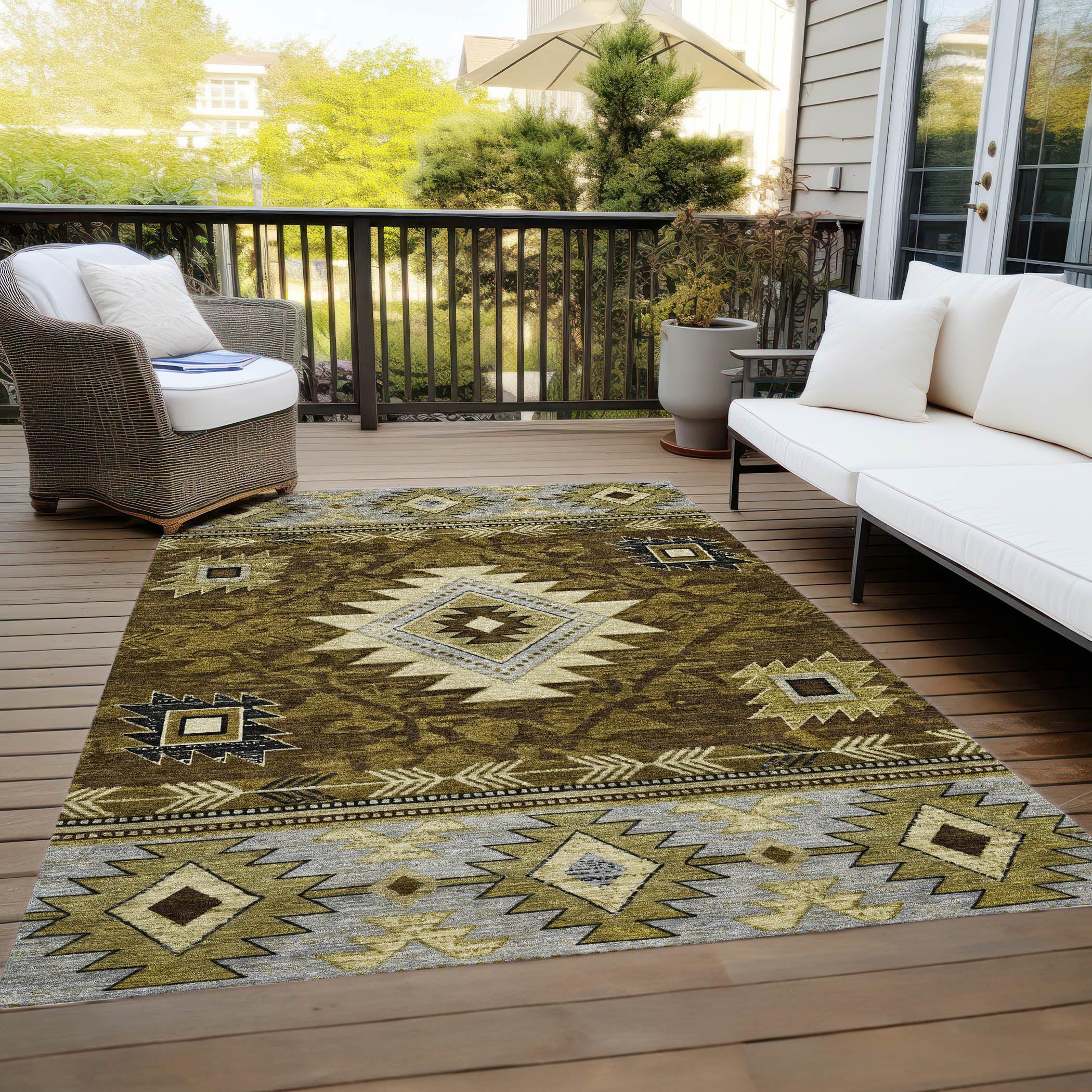 Addison Rugs Jaelas Brown Washable Indoor-Outdoor Rug