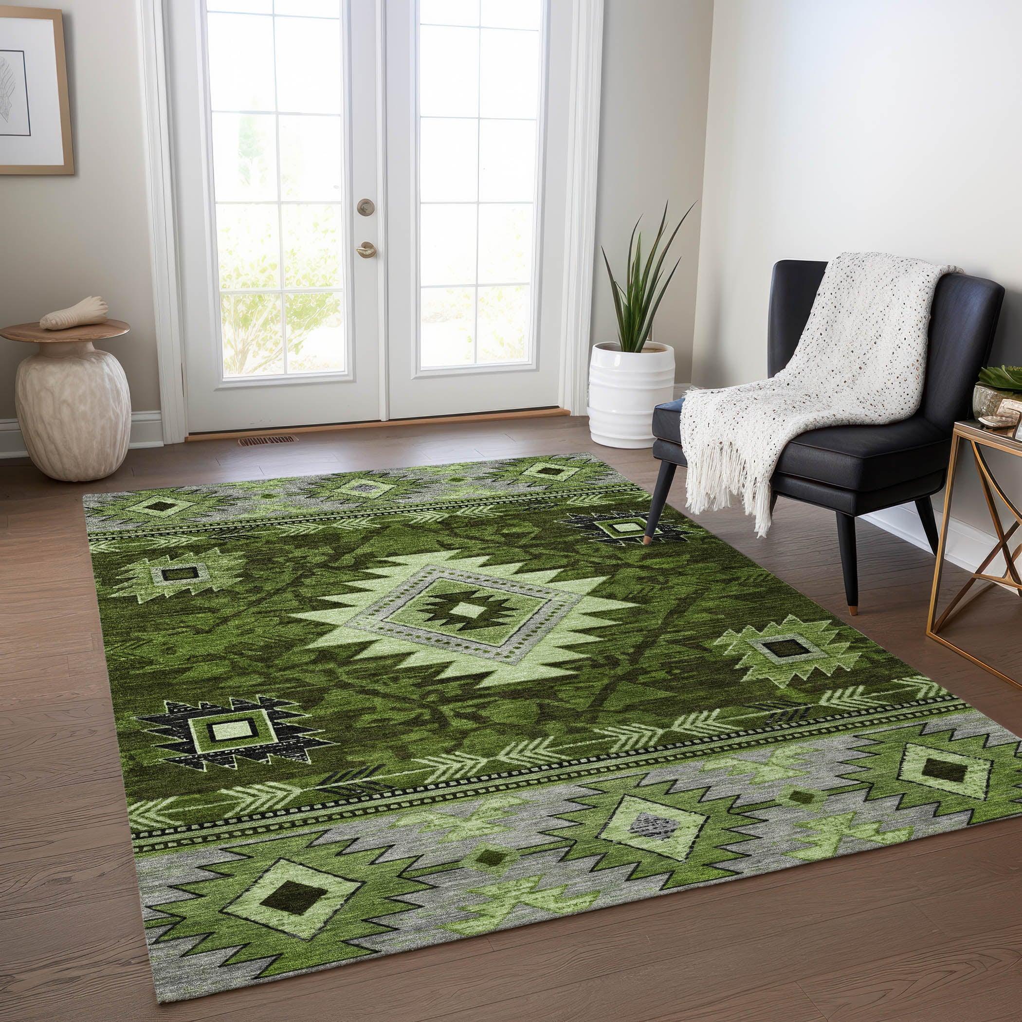 Addison Rugs Jaelas Green Washable Indoor-Outdoor Rug