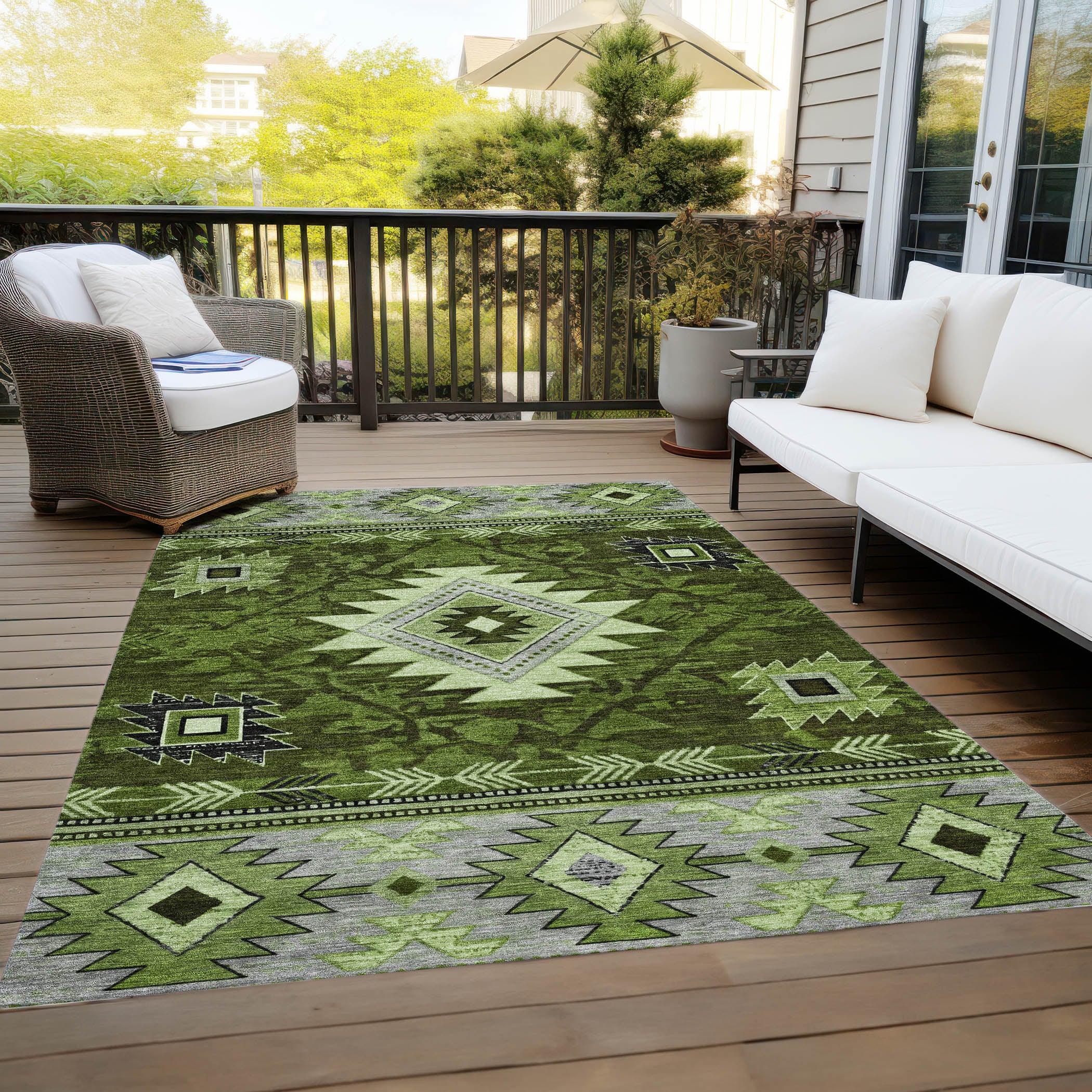 Addison Rugs Jaelas Green Washable Indoor-Outdoor Rug