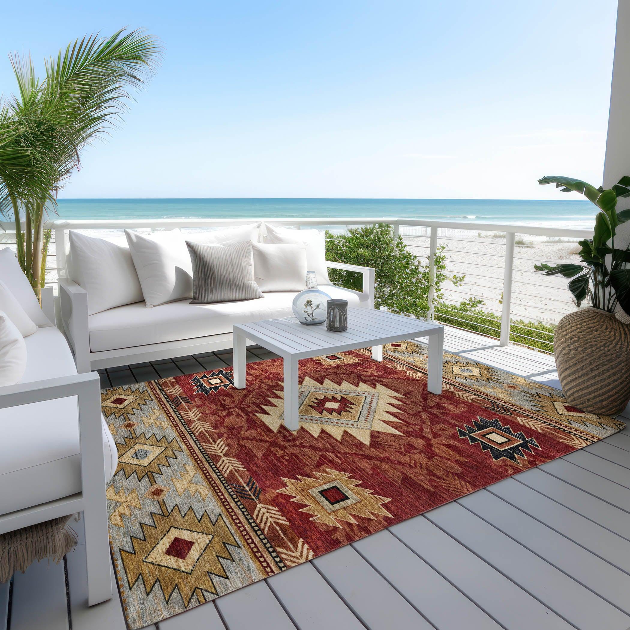 Addison Rugs Jaelas Orange Washable Indoor-Outdoor Rug