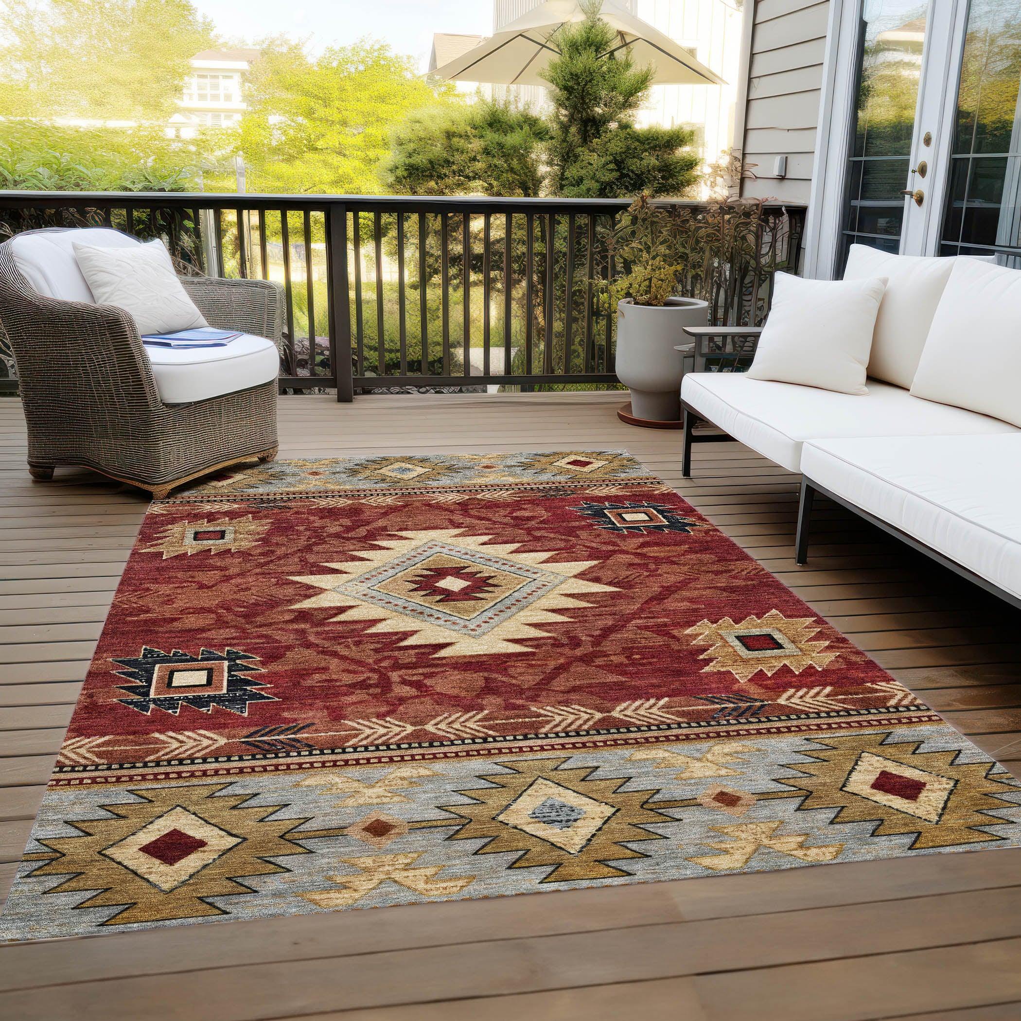 Addison Rugs Jaelas Orange Washable Indoor-Outdoor Rug