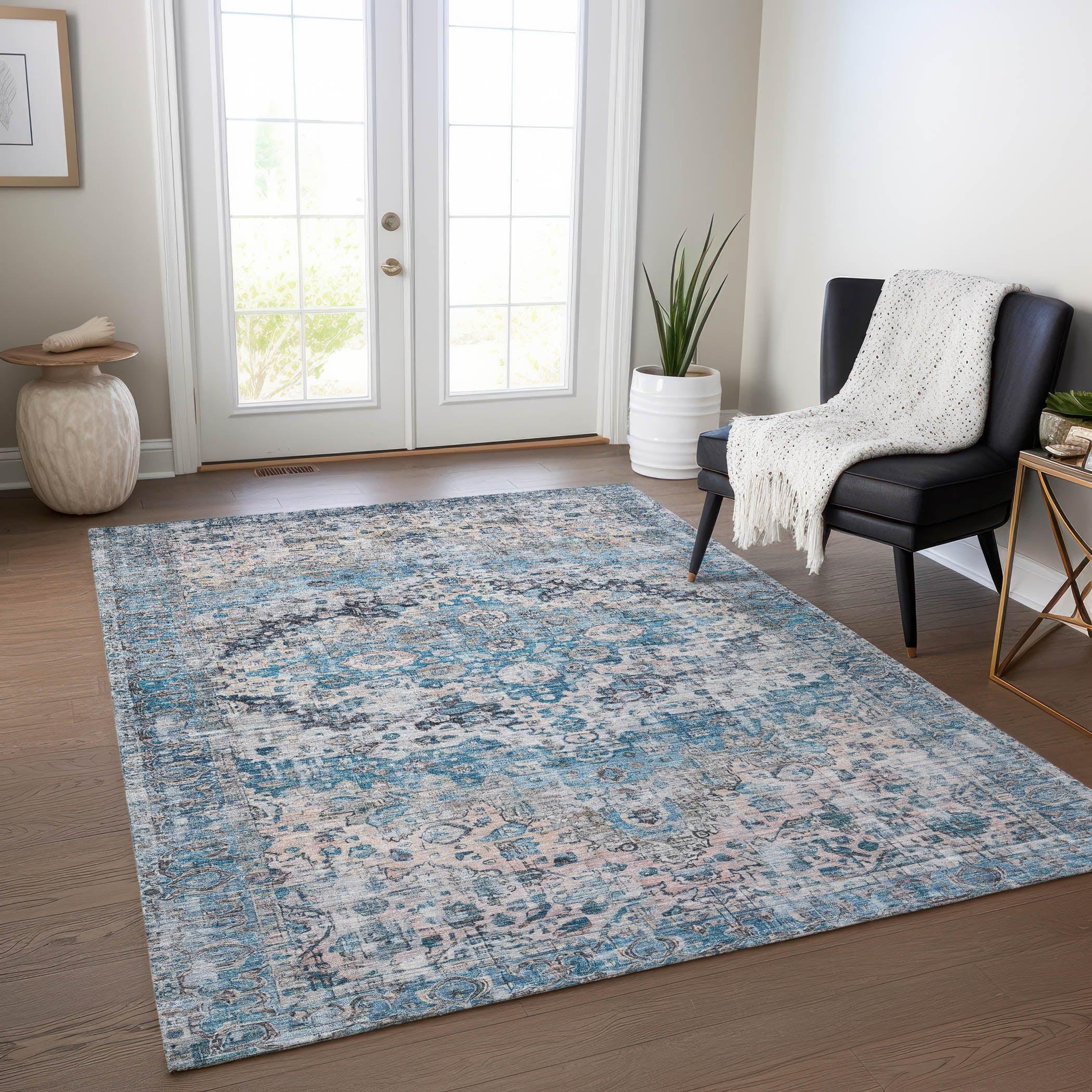 Addison Rugs Jaelien Blue Washable Indoor-Outdoor Rug