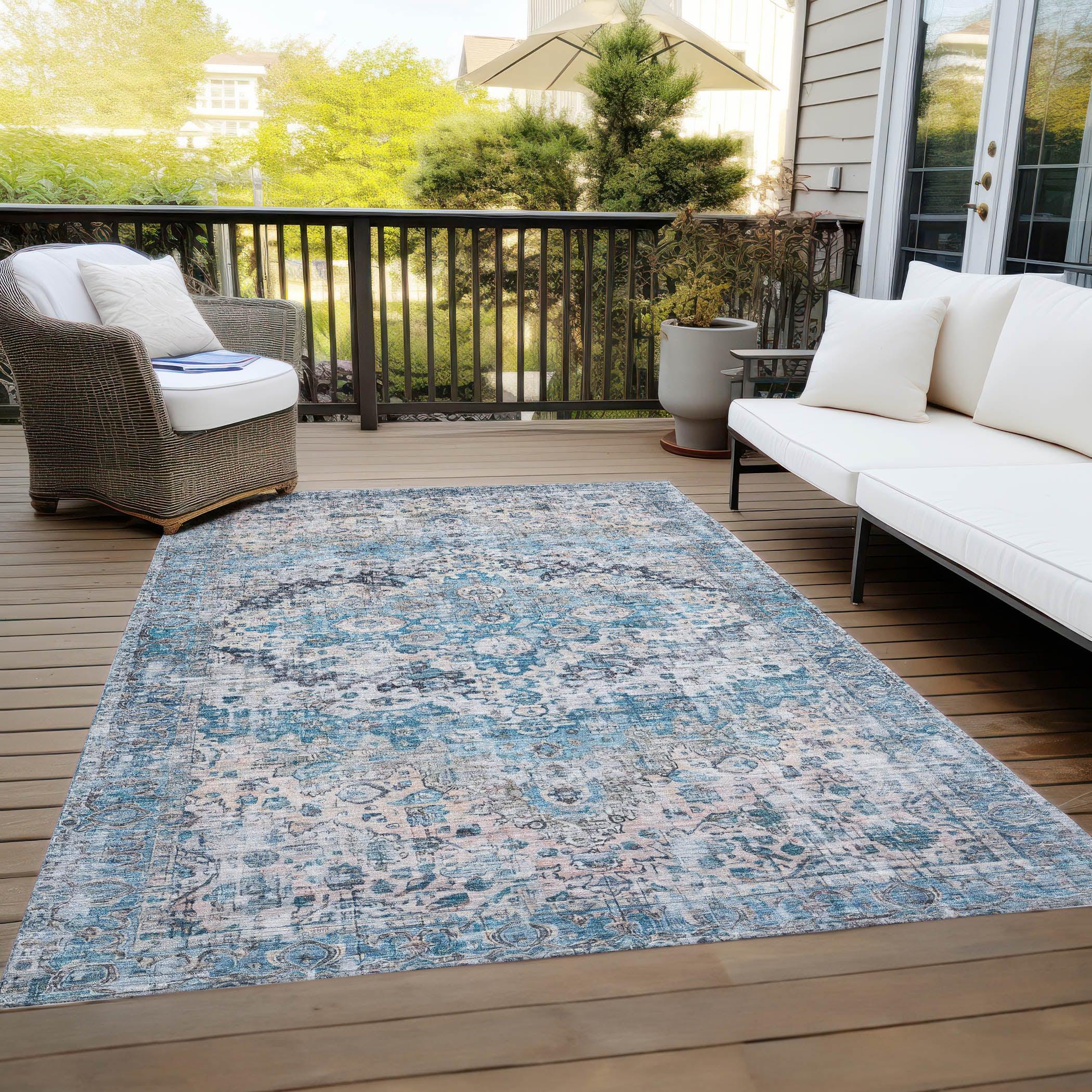 Addison Rugs Jaelien Blue Washable Indoor-Outdoor Rug