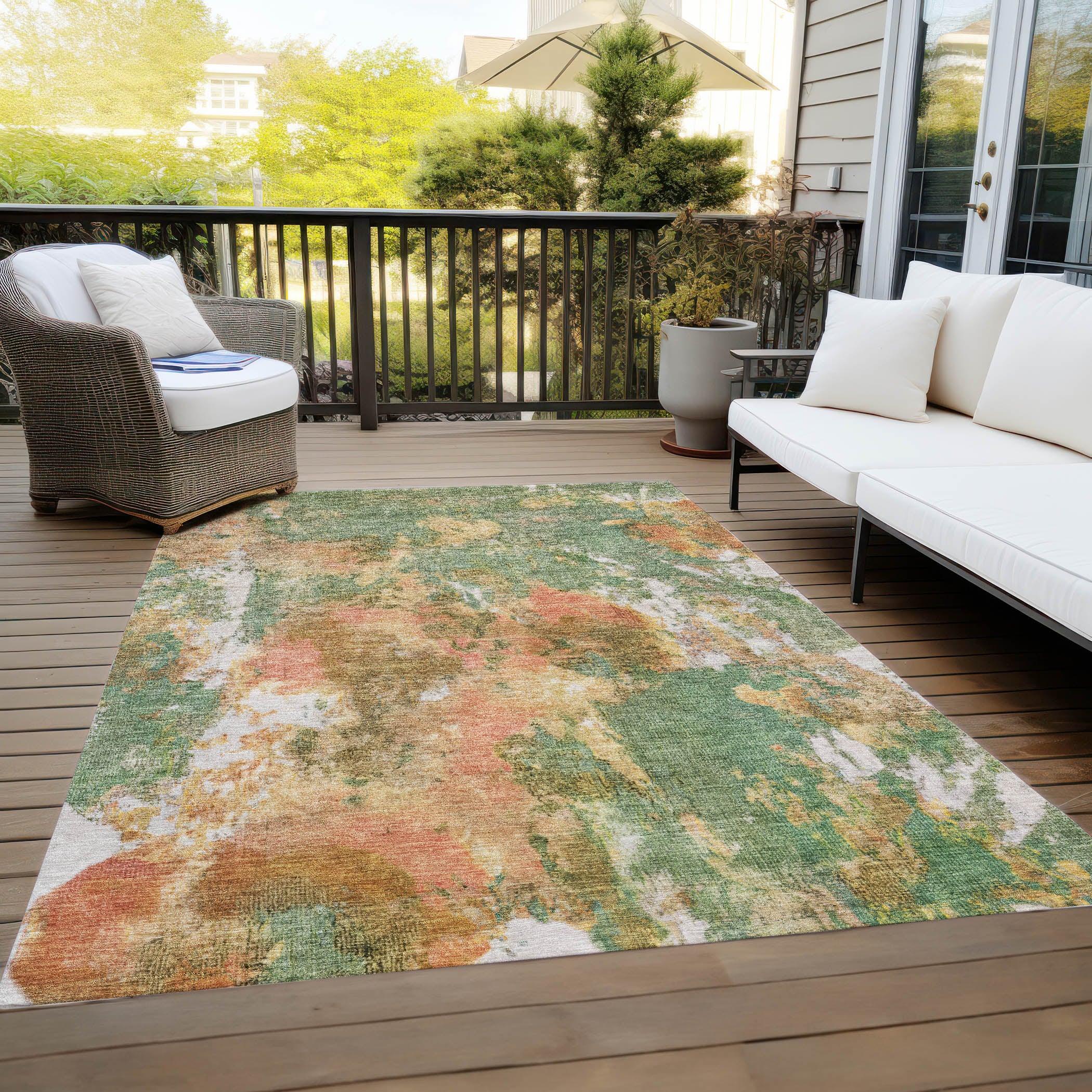 Addison Rugs Jaelion Green Washable Indoor-Outdoor Rug