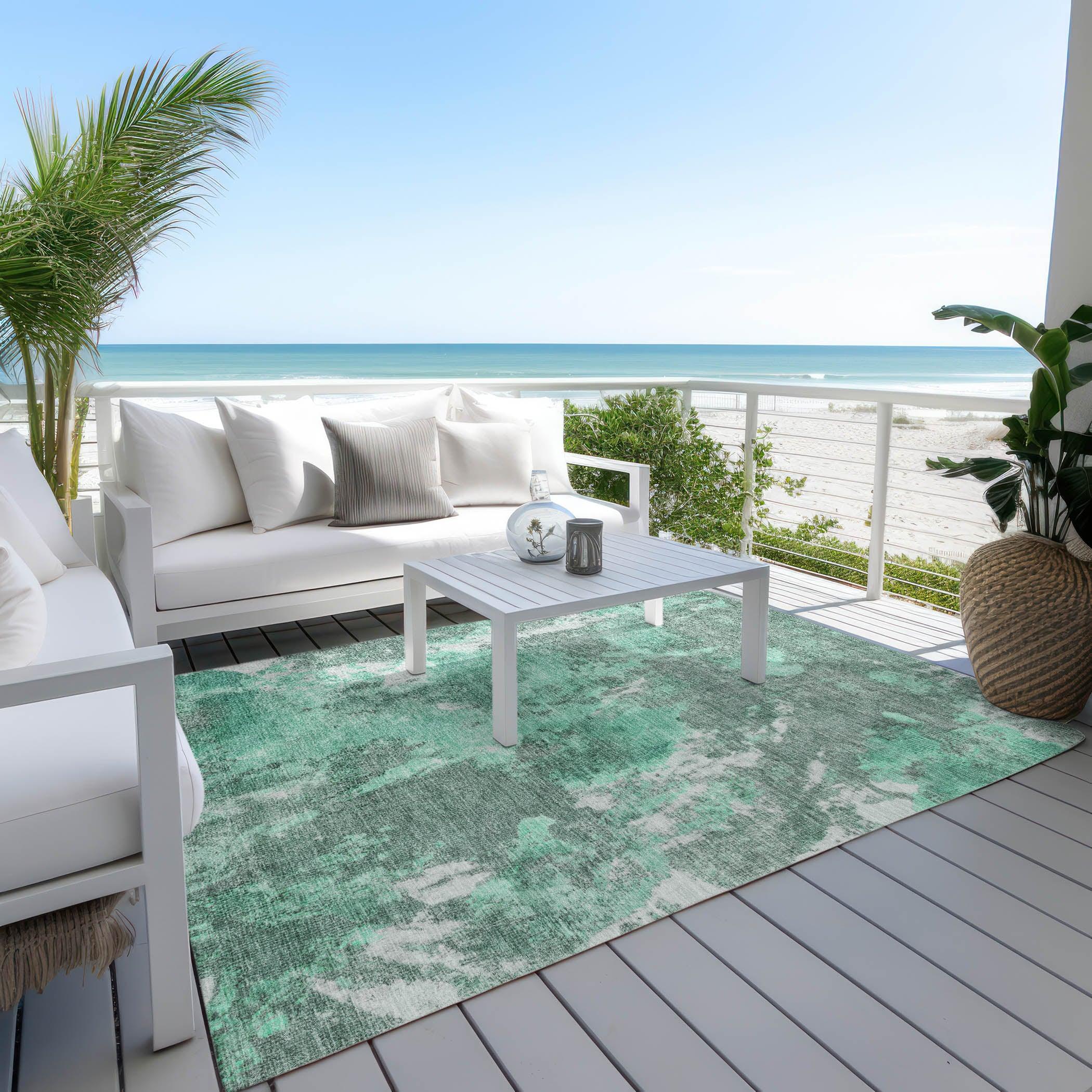 Addison Rugs Jaelion Teal Washable Indoor-Outdoor Rug