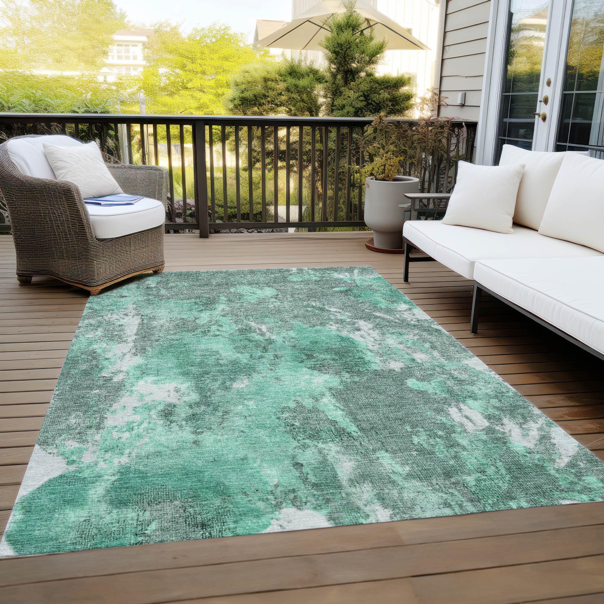 Addison Rugs Jaelion Teal Washable Indoor-Outdoor Rug
