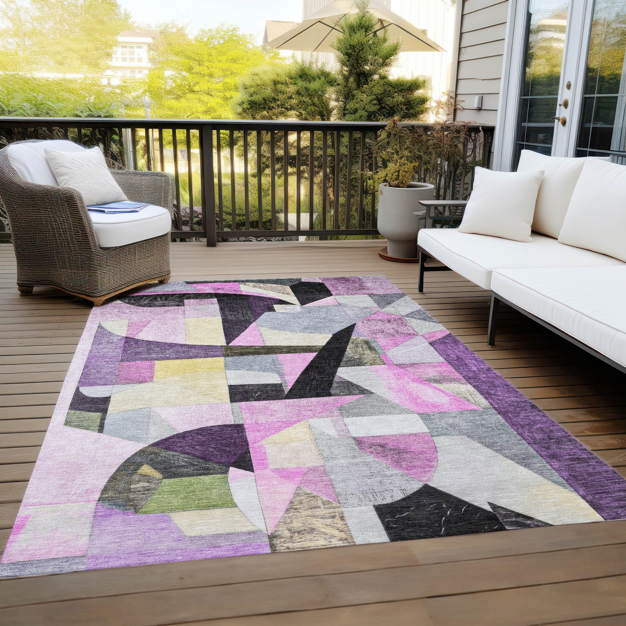Addison Rugs Jaelira Purple Washable Indoor-Outdoor Rug