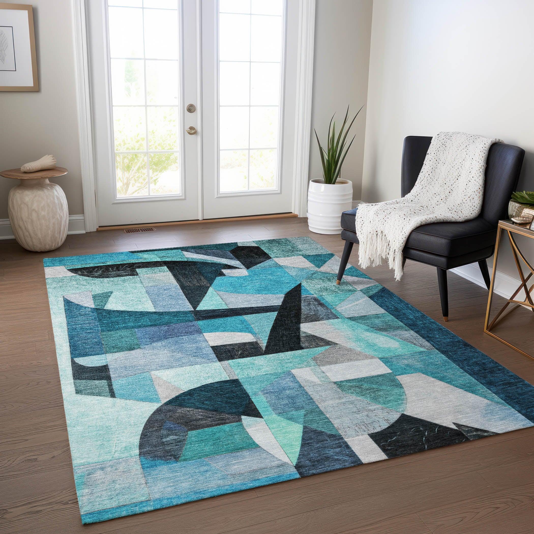 Addison Rugs Jaelira Teal Washable Indoor-Outdoor Rug