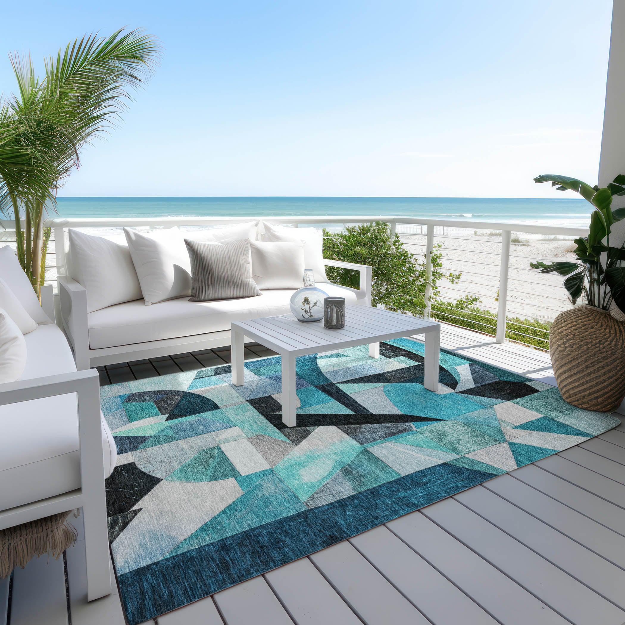 Addison Rugs Jaelira Teal Washable Indoor-Outdoor Rug