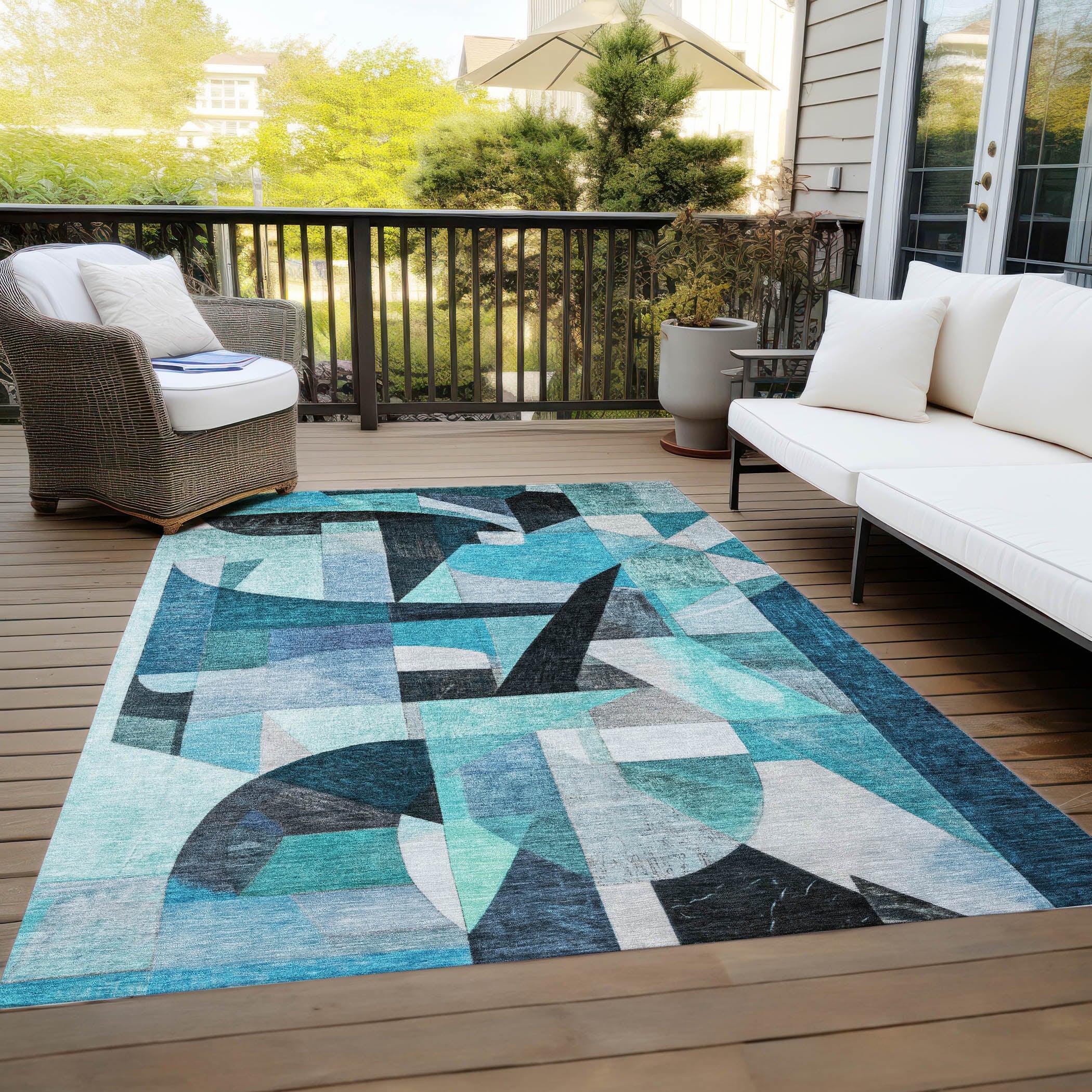 Addison Rugs Jaelira Teal Washable Indoor-Outdoor Rug