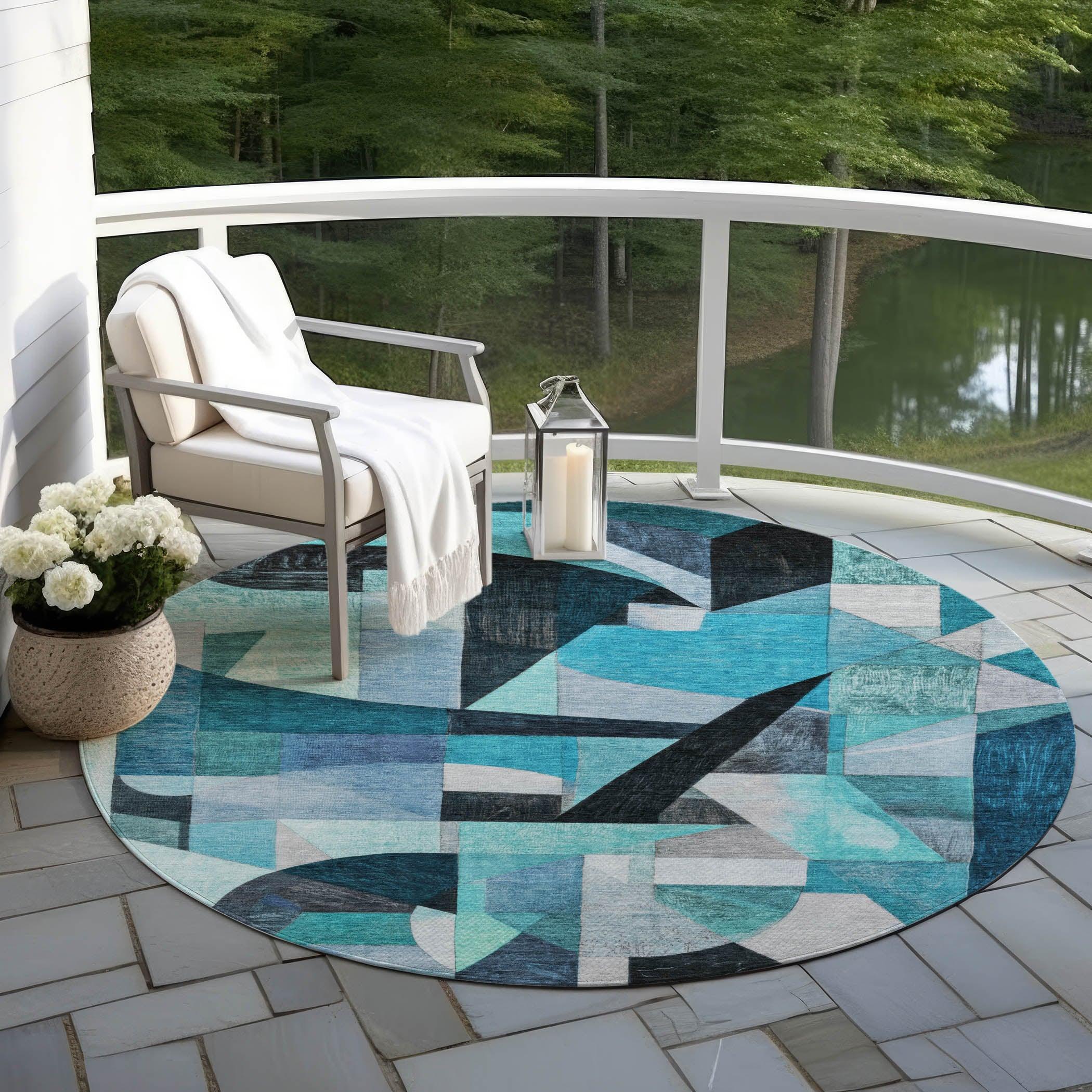 Addison Rugs Jaelira Teal Washable Indoor-Outdoor Rug