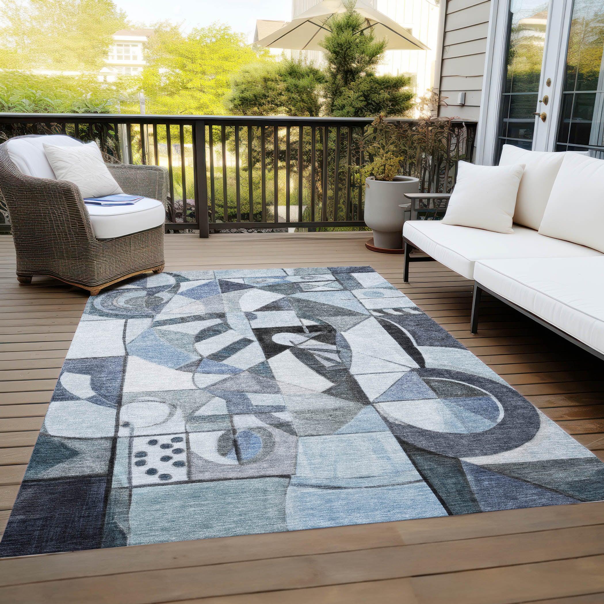 Addison Rugs Jaelius Blue Washable Indoor-Outdoor Rug