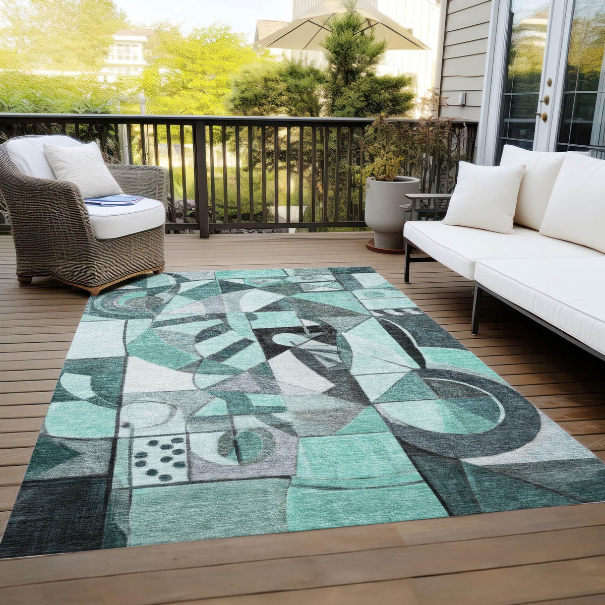 Addison Rugs Jaelius Teal Washable Indoor-Outdoor Rug