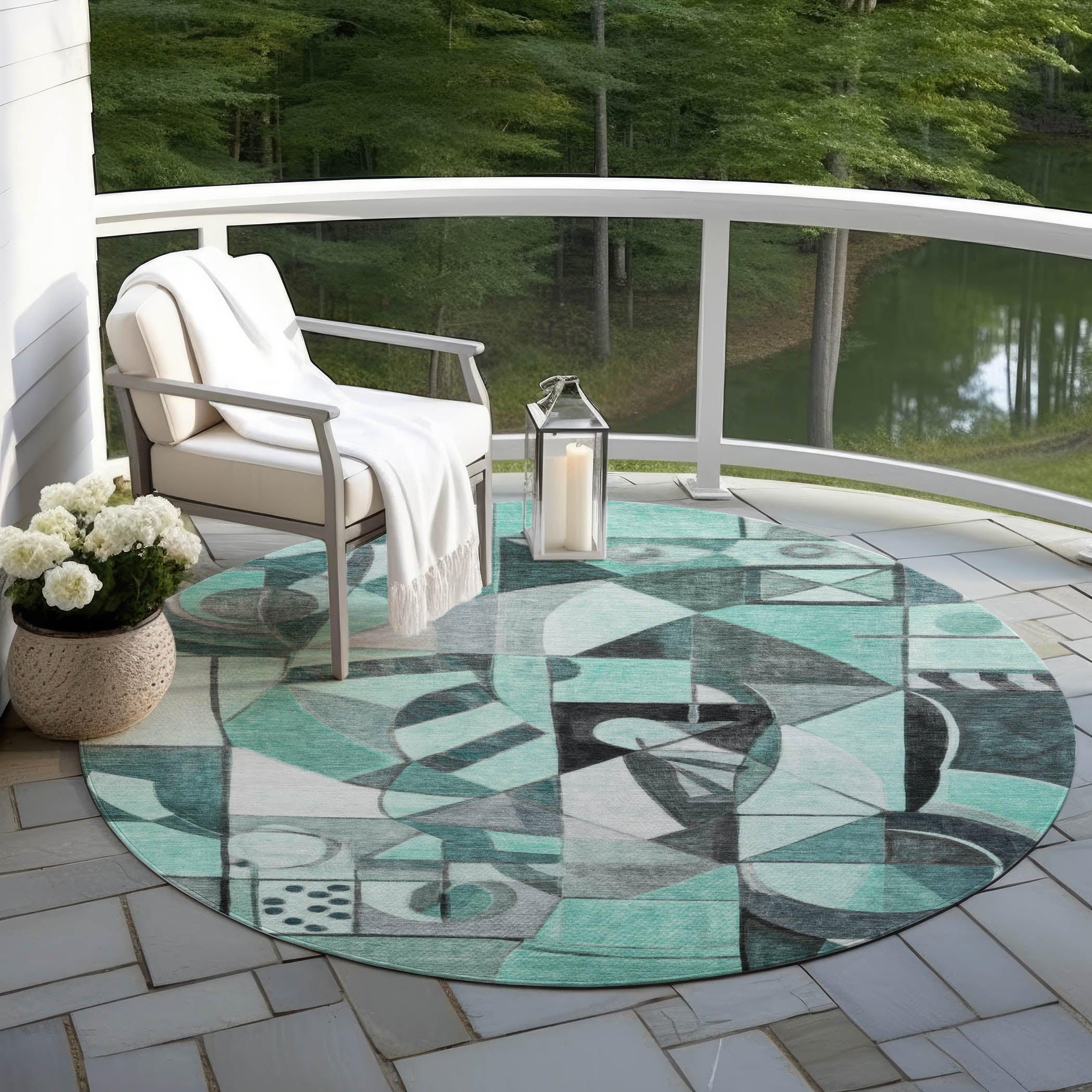 Addison Rugs Jaelius Teal Washable Indoor-Outdoor Rug