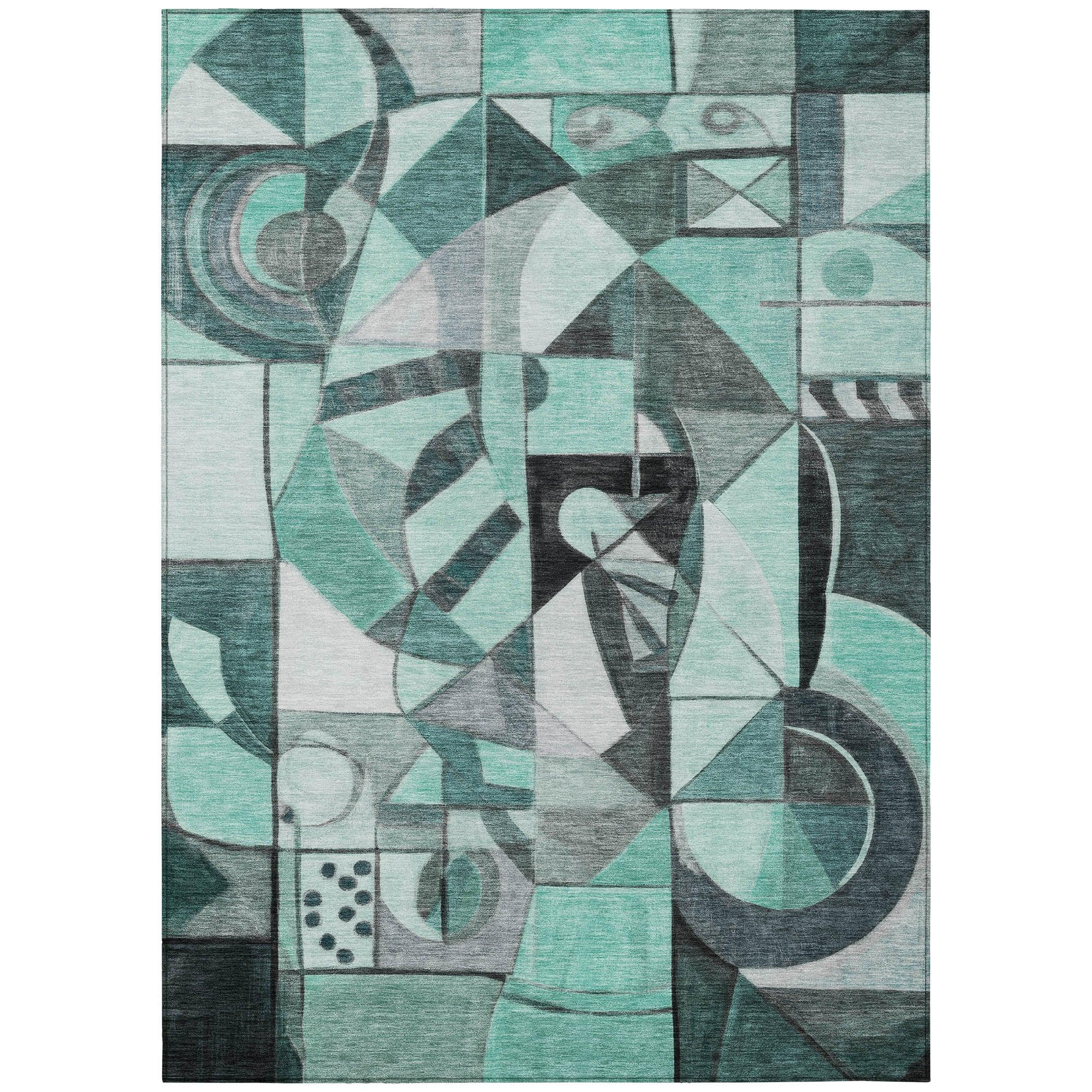 Addison Rugs Jaelius Teal Washable Indoor-Outdoor Rug