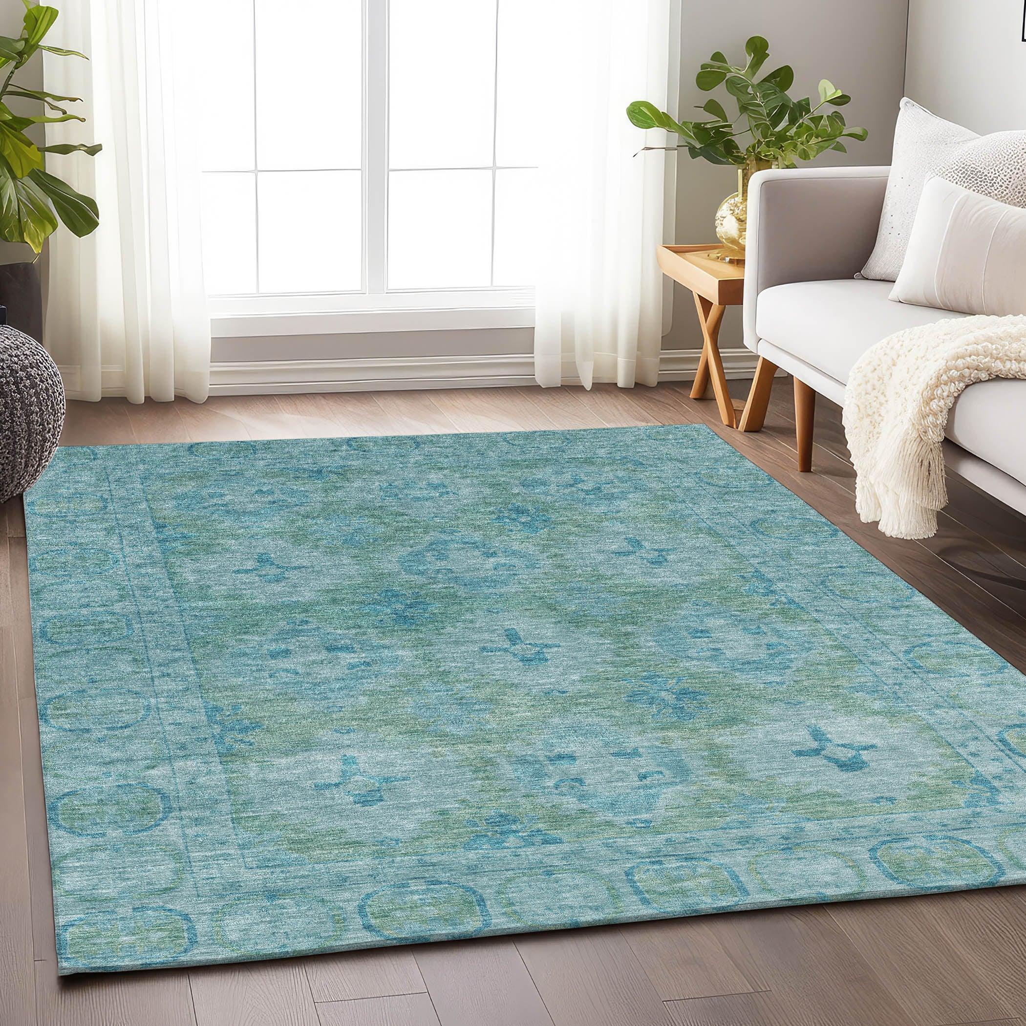Addison Rugs Jaelora Teal Washable Indoor-Outdoor Rug