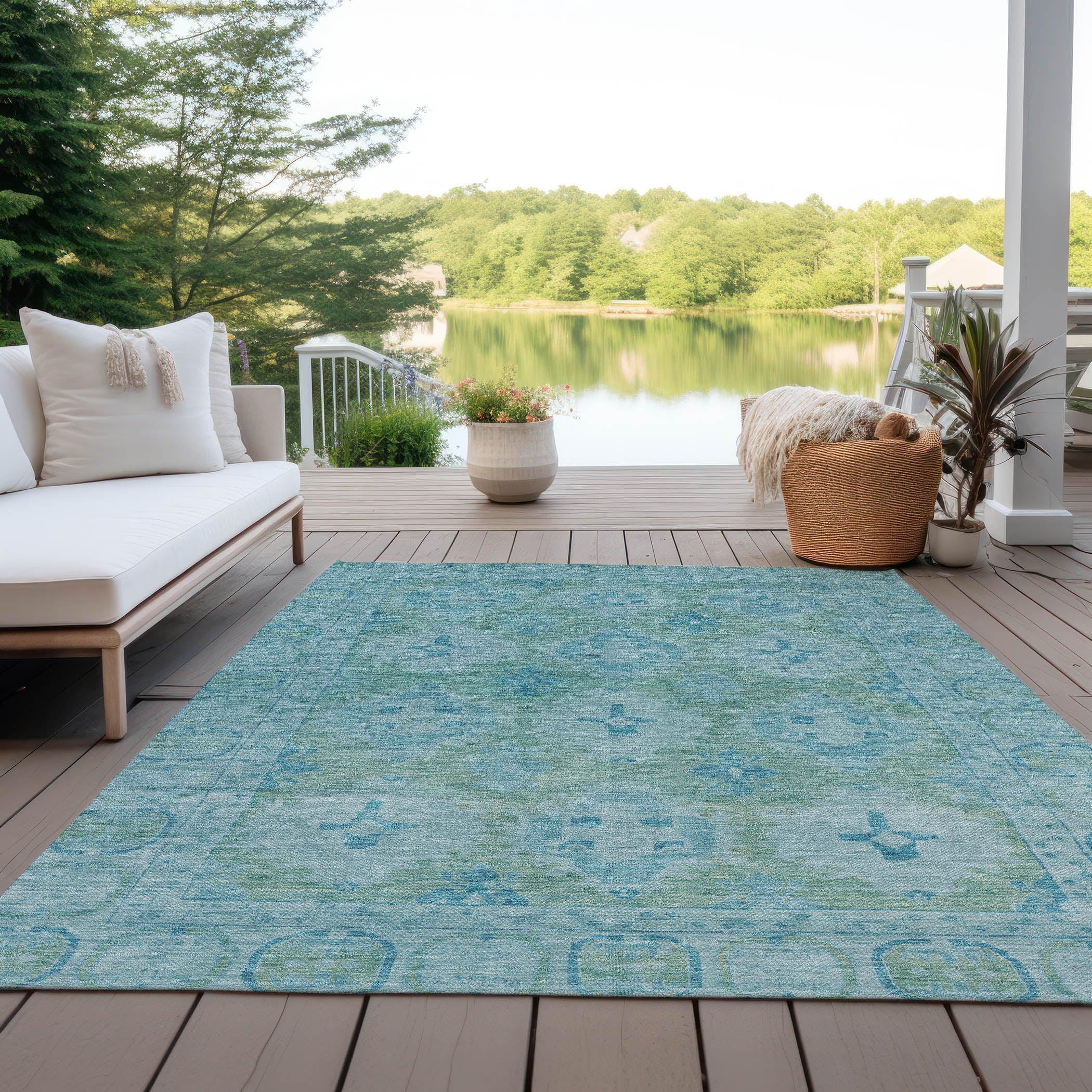 Addison Rugs Jaelora Teal Washable Indoor-Outdoor Rug